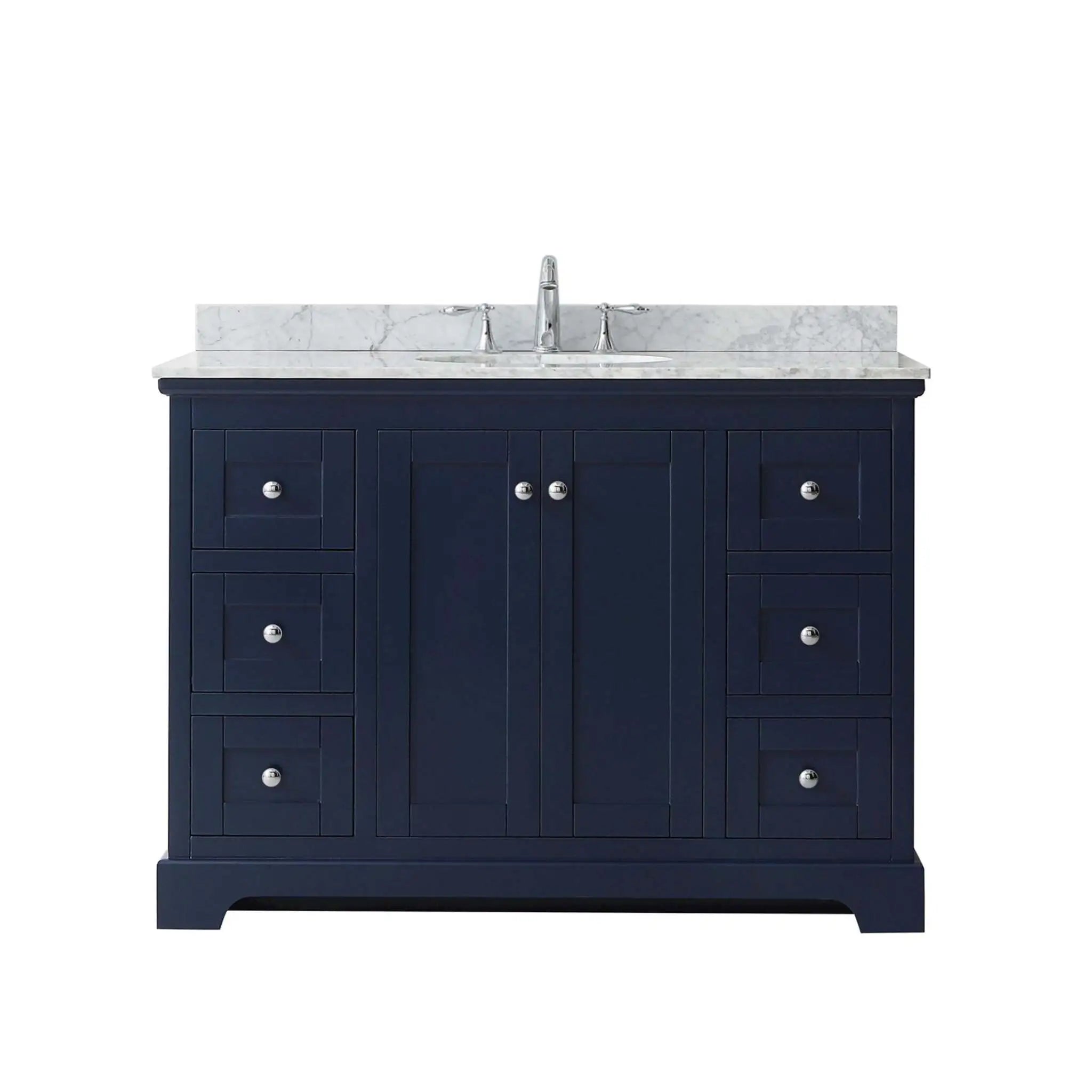 48" Avery Single Bathroom Vanity in Dark Blue with Polished Chrome Trim by Wyndham
