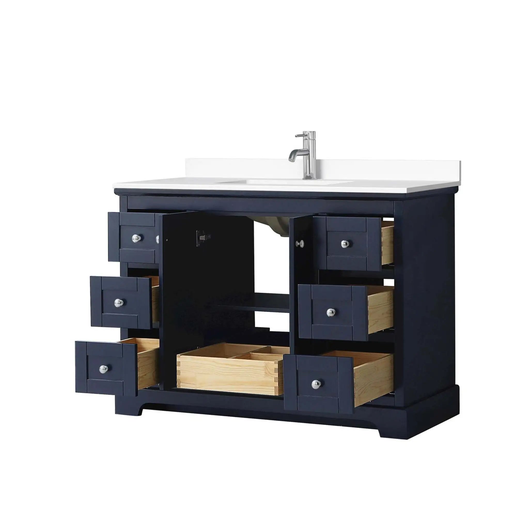 48" Avery Single Bathroom Vanity in Dark Blue with Polished Chrome Trim by Wyndham
