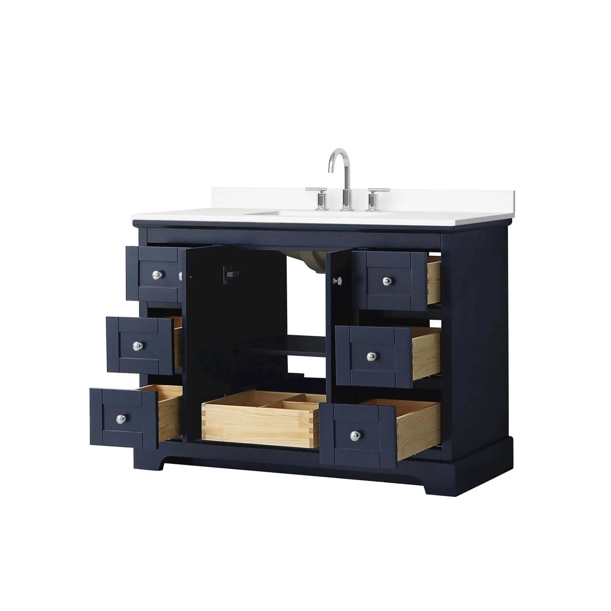 48" Avery Single Bathroom Vanity in Dark Blue with Polished Chrome Trim by Wyndham