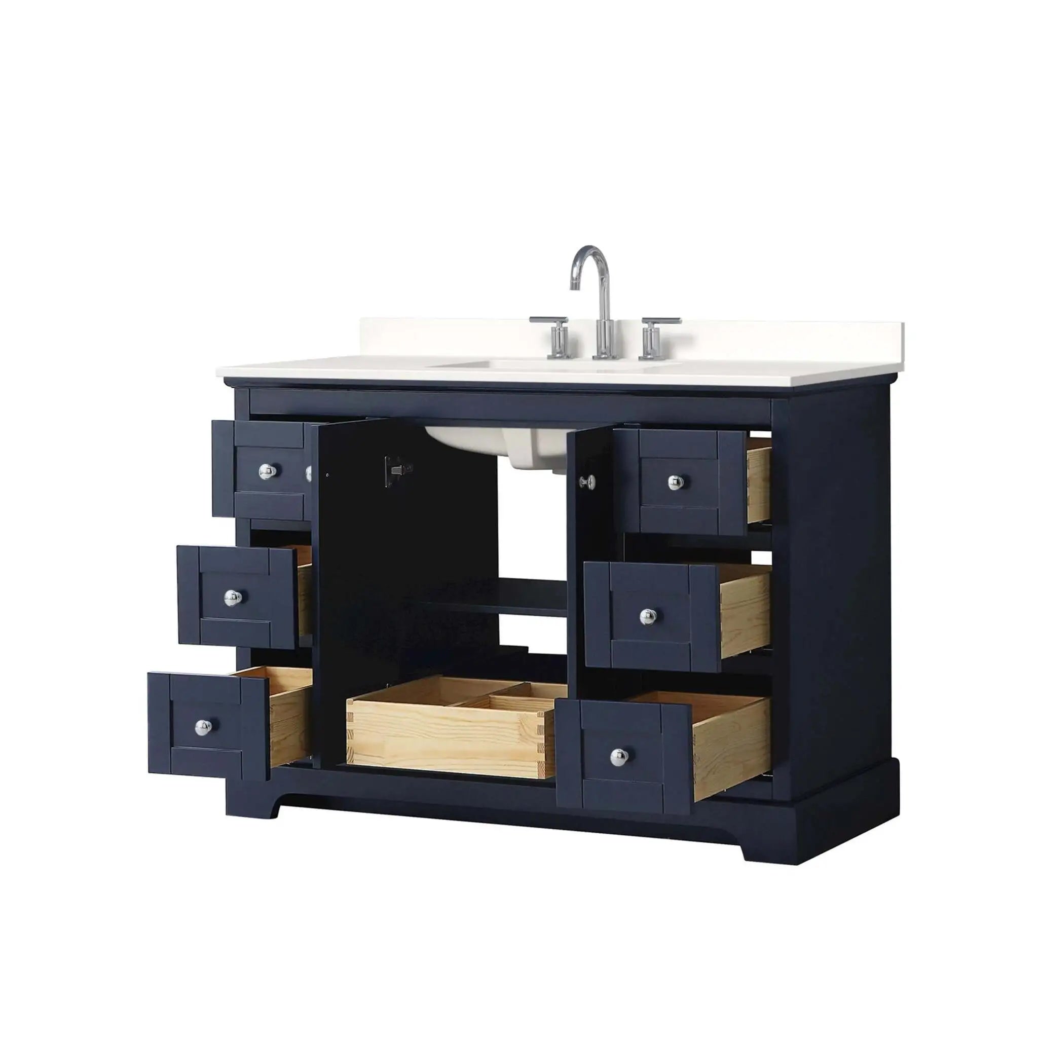 48" Avery Single Bathroom Vanity in Dark Blue with Polished Chrome Trim by Wyndham