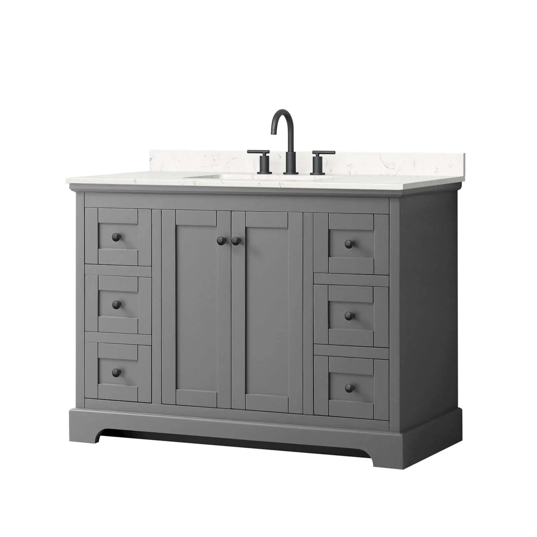 48" Avery Single Bathroom Vanity in Dark Gray with Matte Black Trim by Wyndham