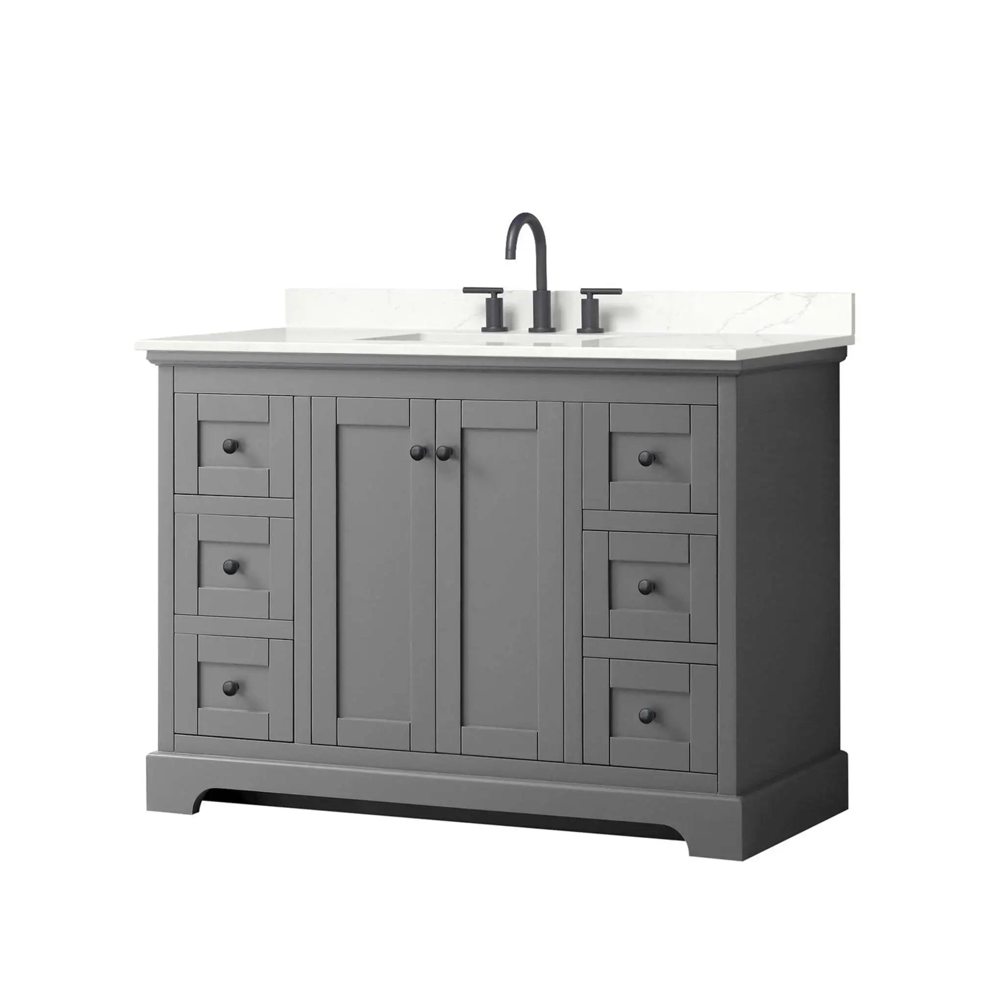 48" Avery Single Bathroom Vanity in Dark Gray with Matte Black Trim by Wyndham