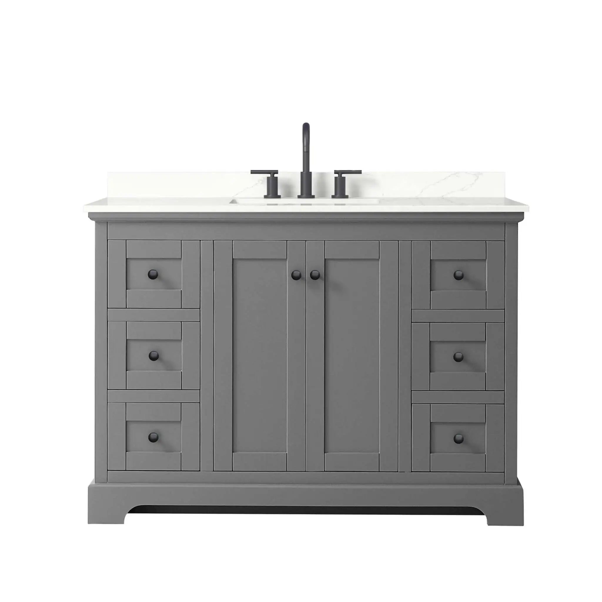 48" Avery Single Bathroom Vanity in Dark Gray with Matte Black Trim by Wyndham