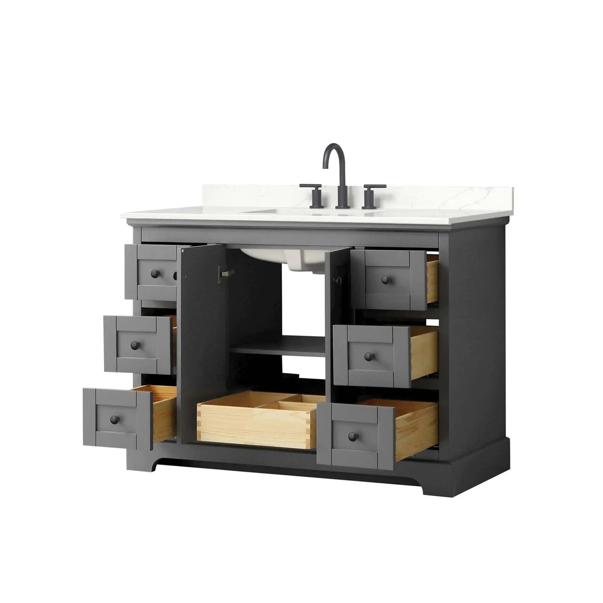 48" Avery Single Bathroom Vanity in Dark Gray with Matte Black Trim by Wyndham