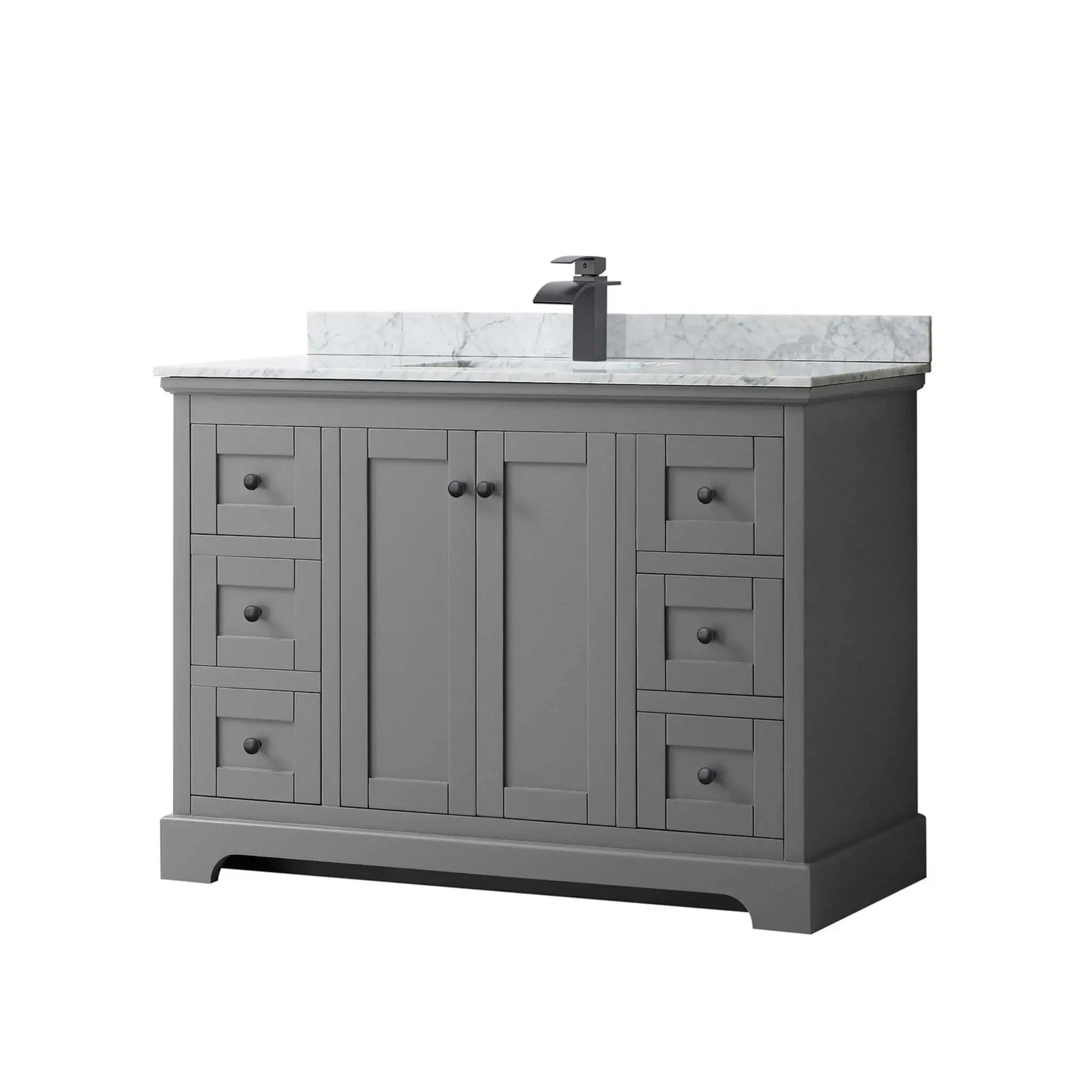 48" Avery Single Bathroom Vanity in Dark Gray with Matte Black Trim by Wyndham