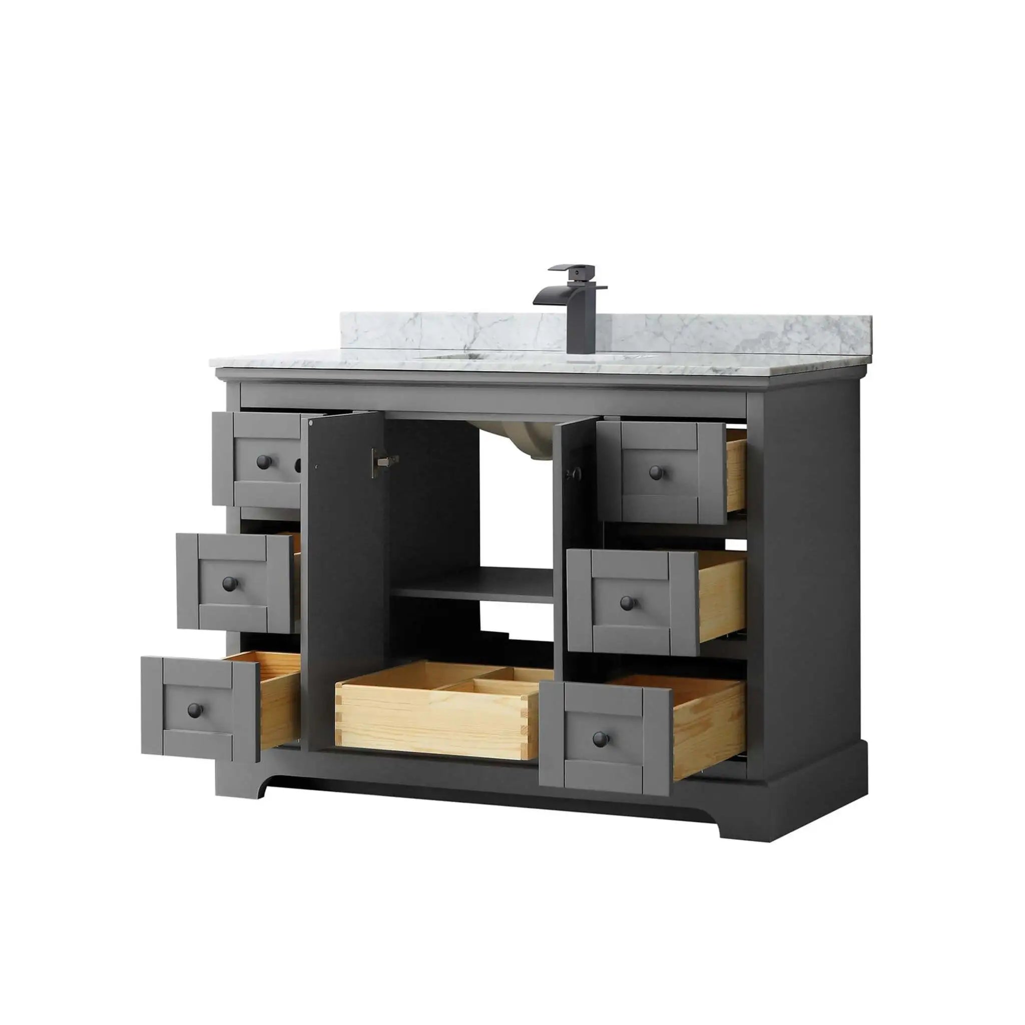 48" Avery Single Bathroom Vanity in Dark Gray with Matte Black Trim by Wyndham