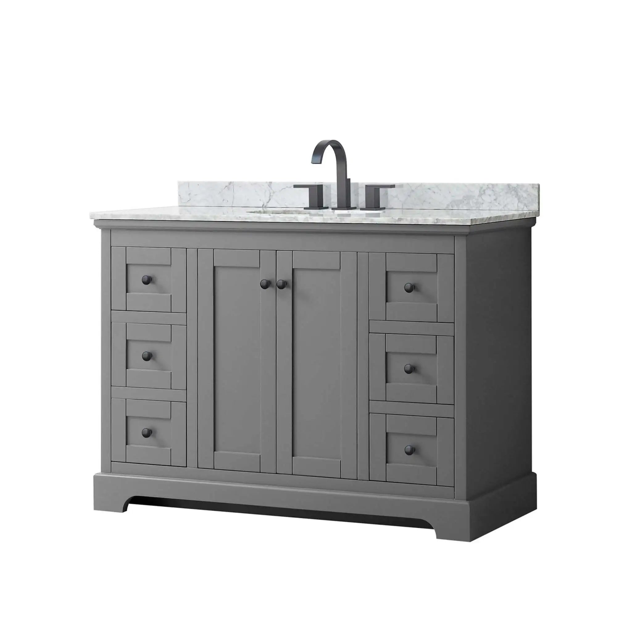 48" Avery Single Bathroom Vanity in Dark Gray with Matte Black Trim by Wyndham