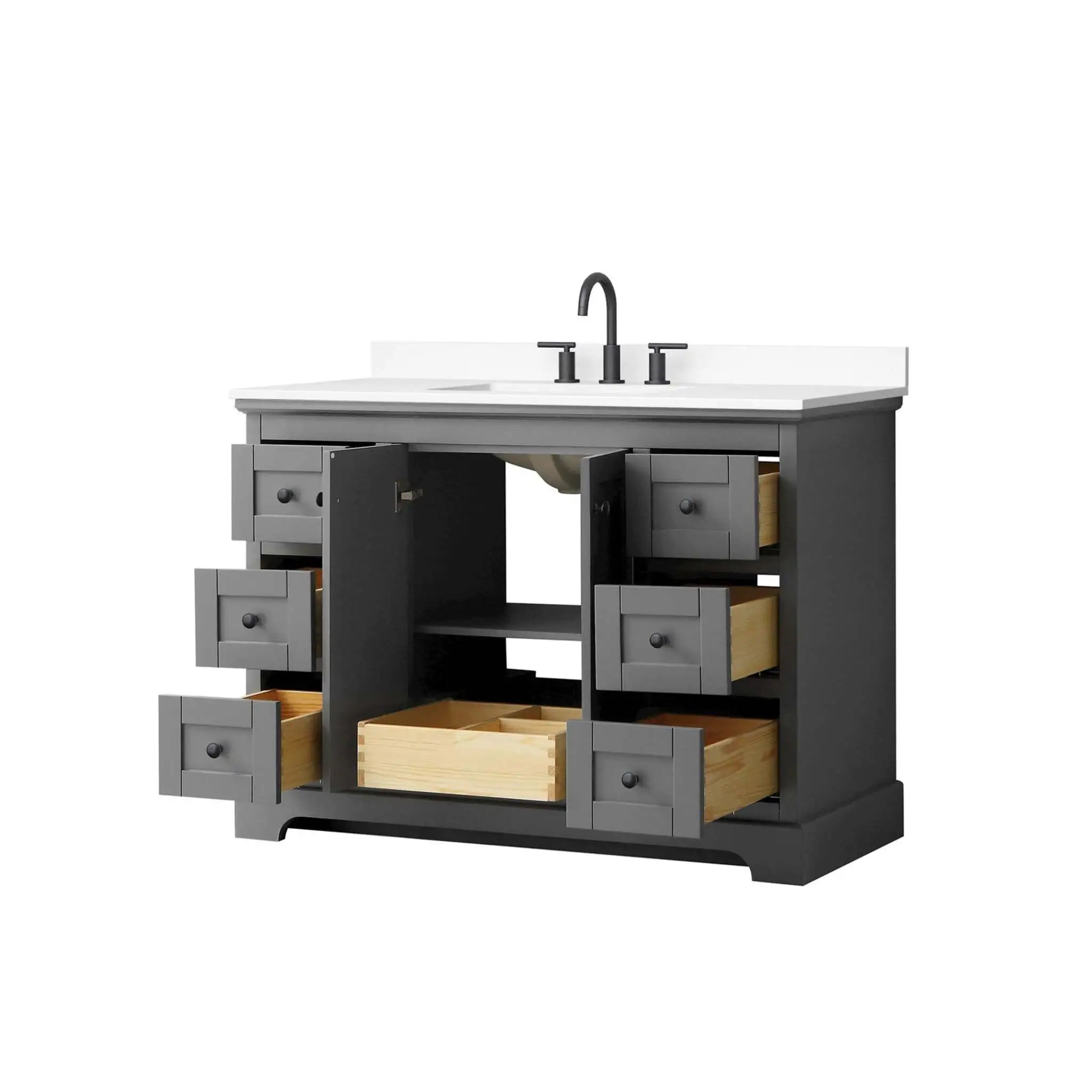 48" Avery Single Bathroom Vanity in Dark Gray with Matte Black Trim by Wyndham