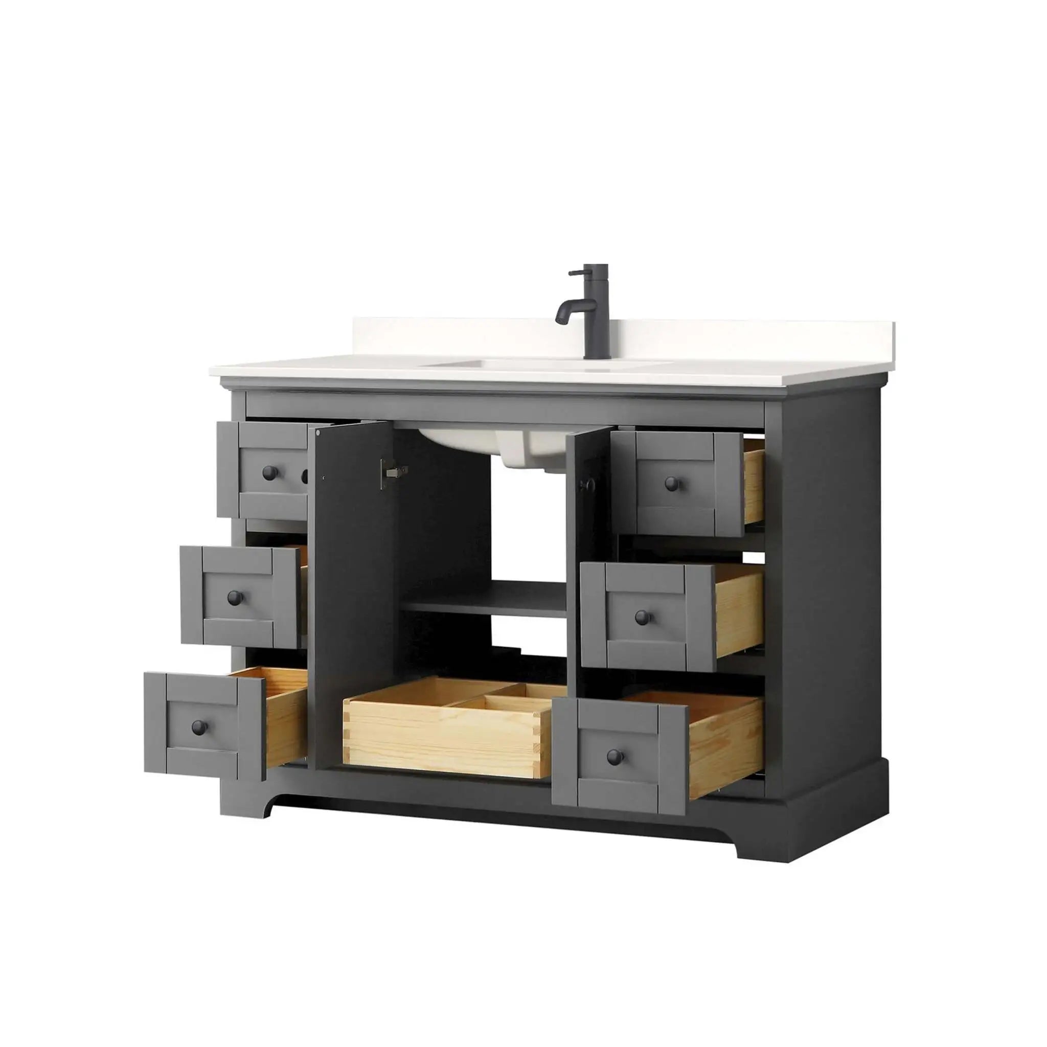 48" Avery Single Bathroom Vanity in Dark Gray with Matte Black Trim by Wyndham
