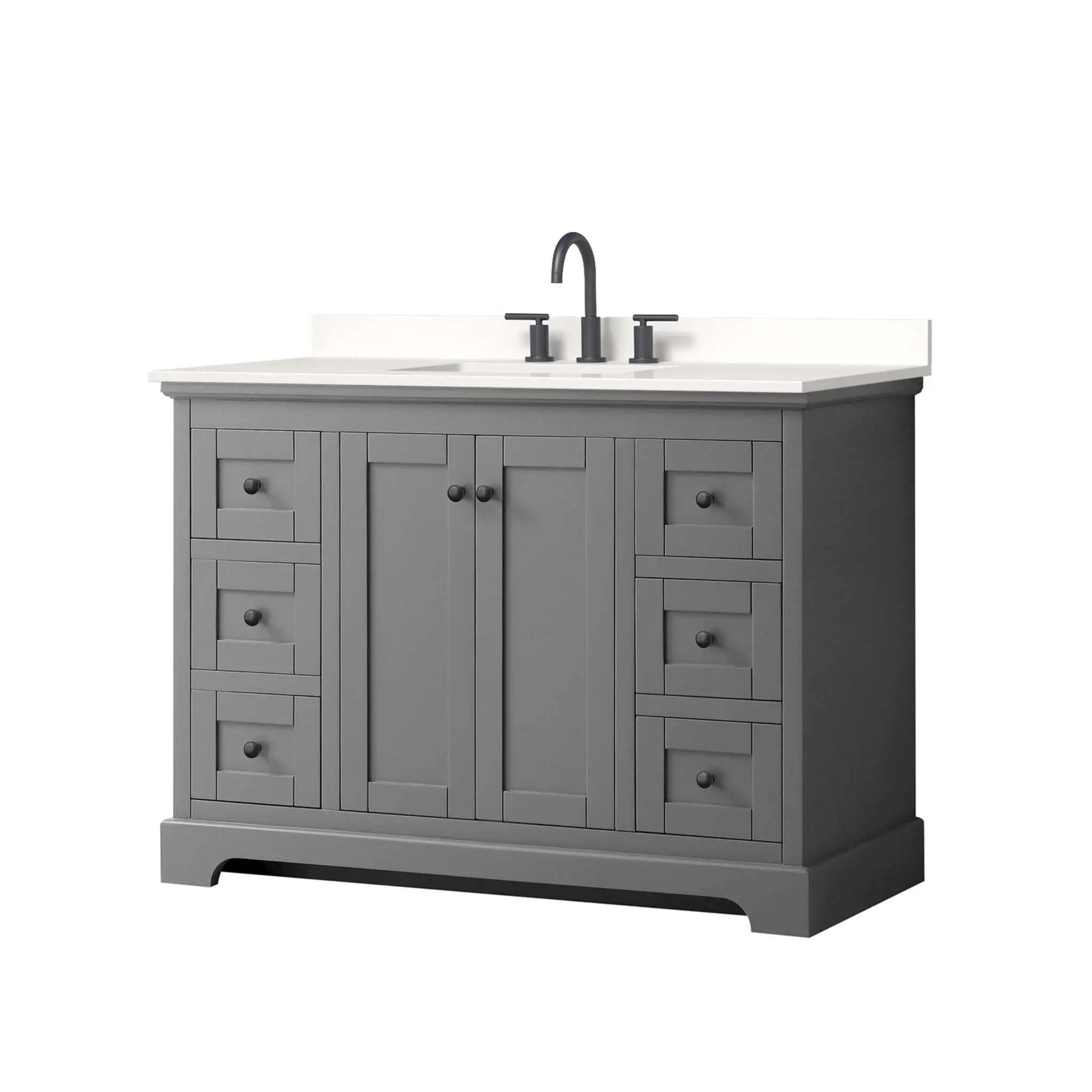 48" Avery Single Bathroom Vanity in Dark Gray with Matte Black Trim by Wyndham