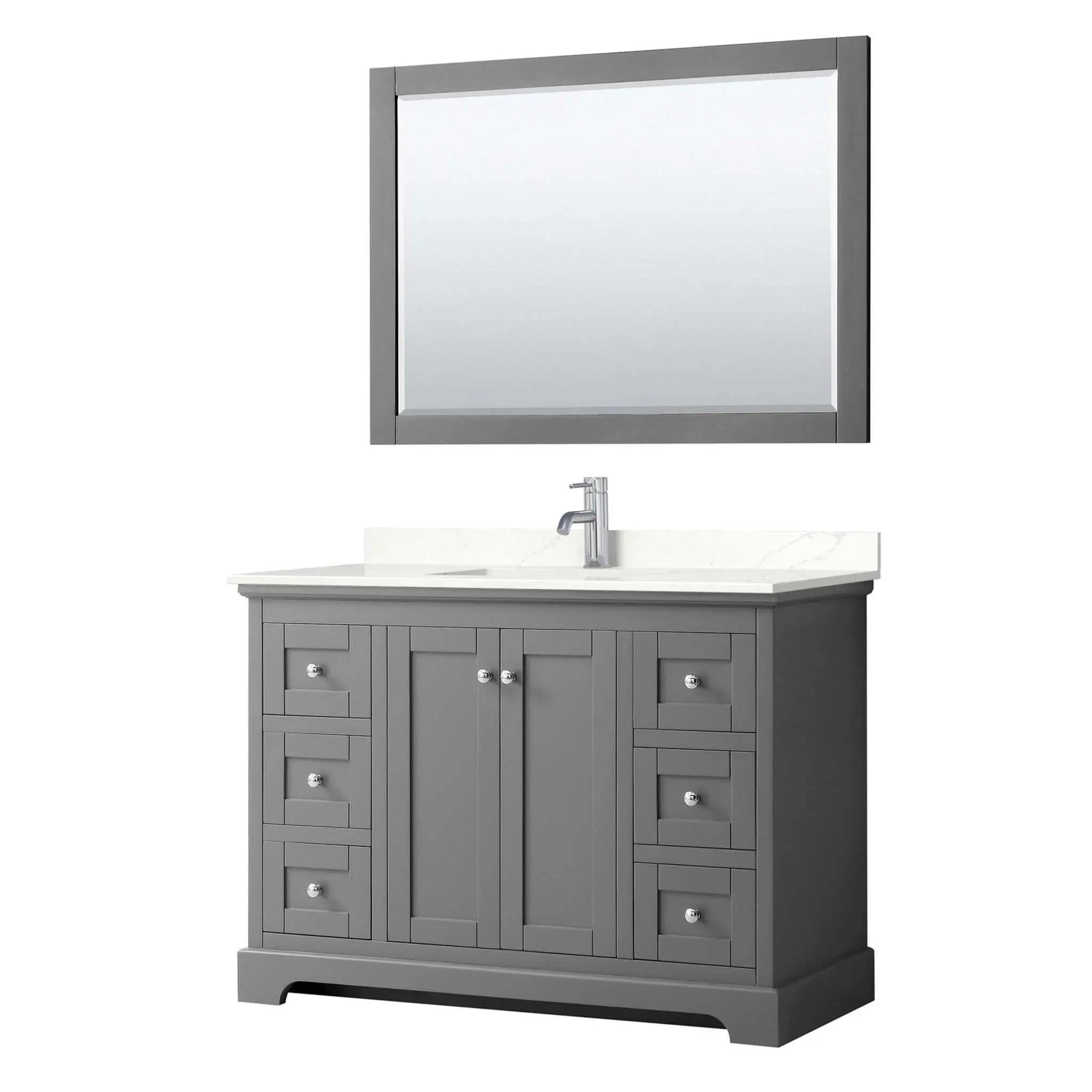 48" Avery Single Bathroom Vanity in Dark Gray with Polished Chrome Trim & 46" Mirror by Wyndham