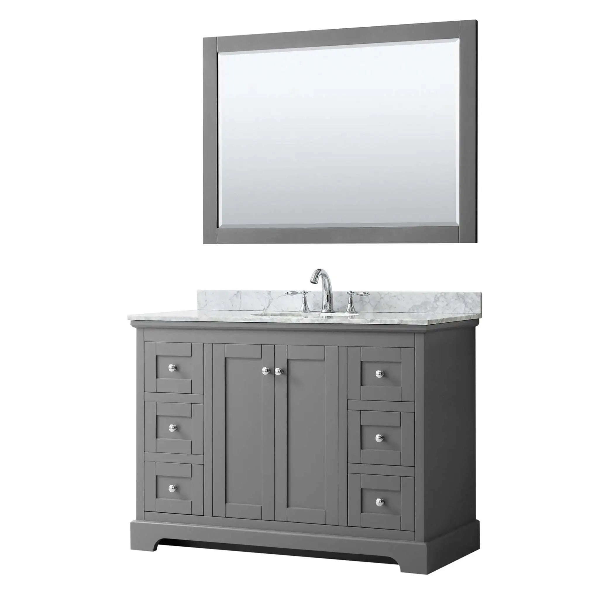 48" Avery Single Bathroom Vanity in Dark Gray with Polished Chrome Trim & 46" Mirror by Wyndham