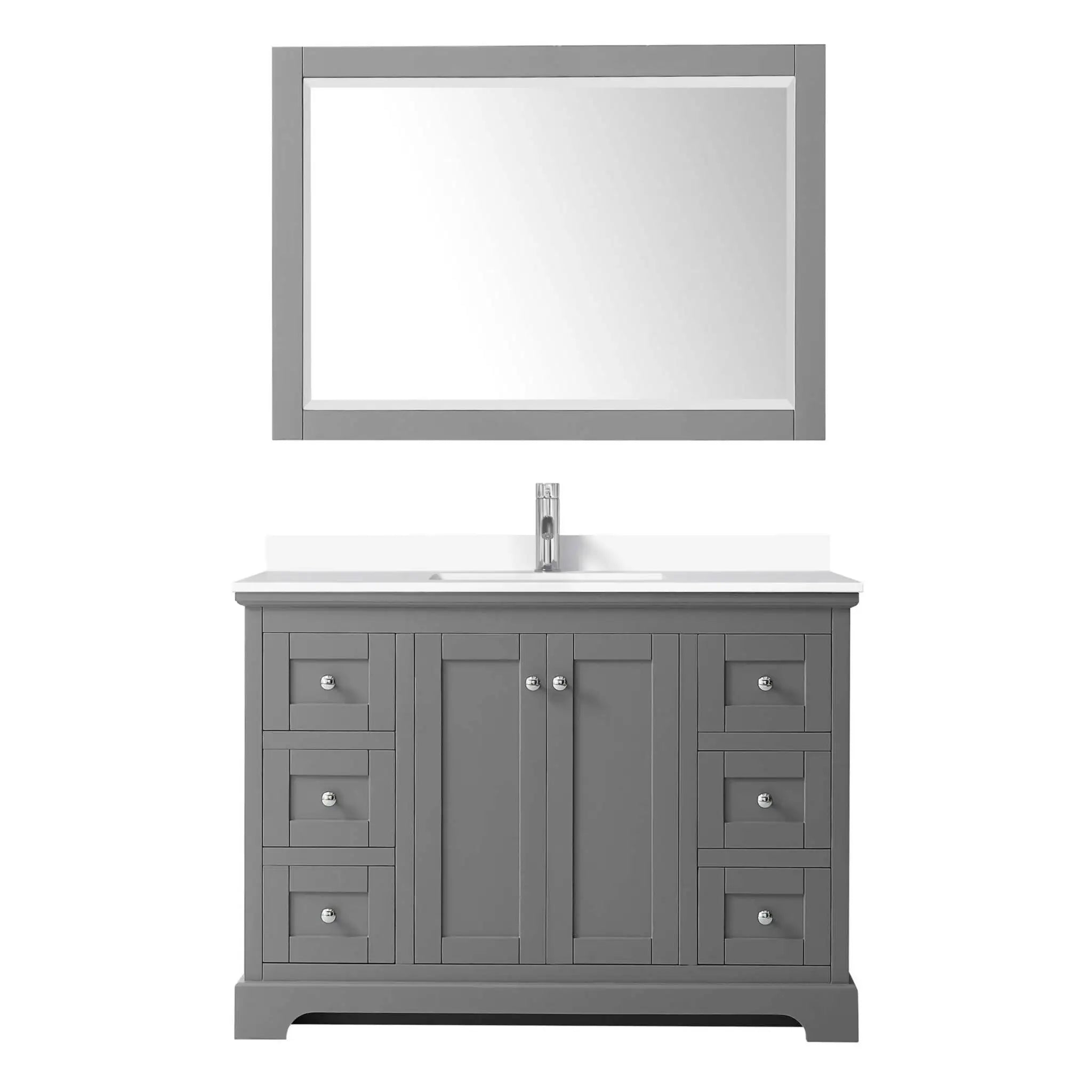48" Avery Single Bathroom Vanity in Dark Gray with Polished Chrome Trim & 46" Mirror by Wyndham