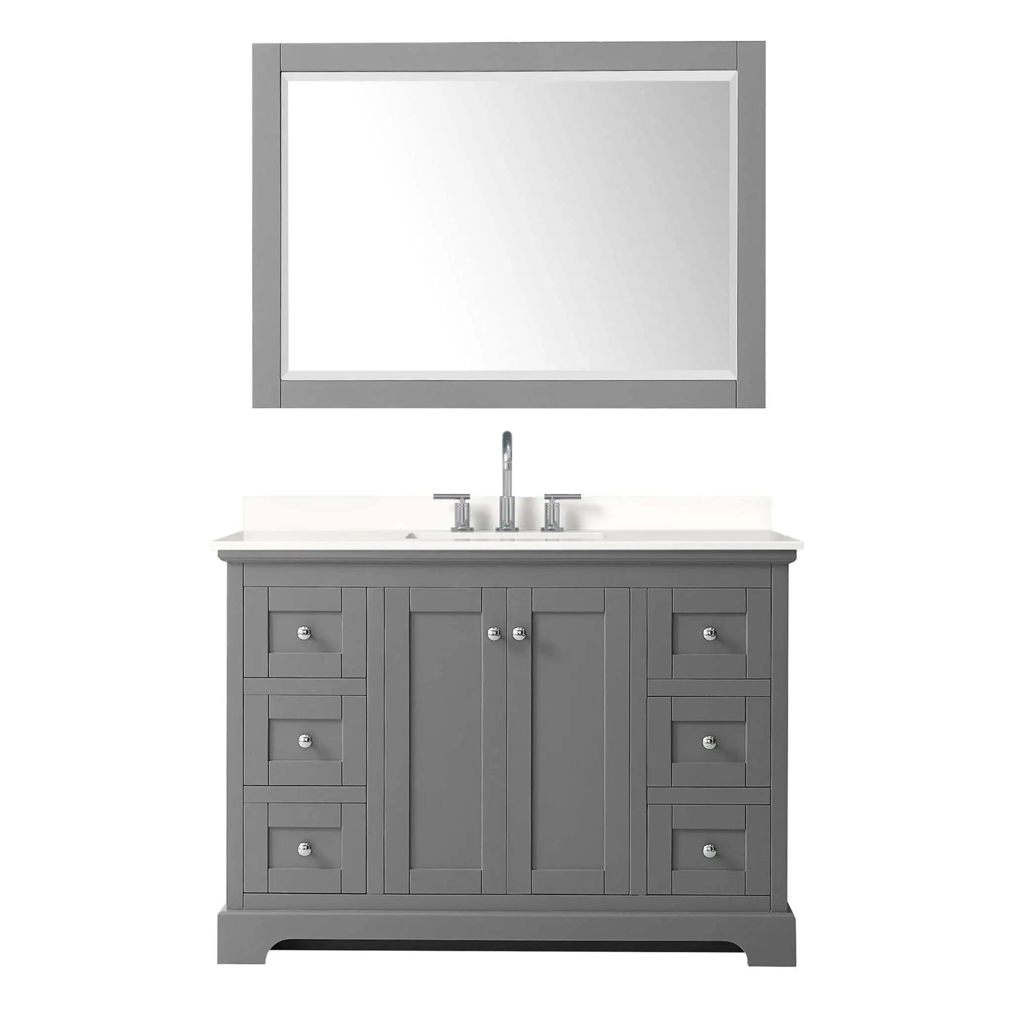 48" Avery Single Bathroom Vanity in Dark Gray with Polished Chrome Trim & 46" Mirror by Wyndham