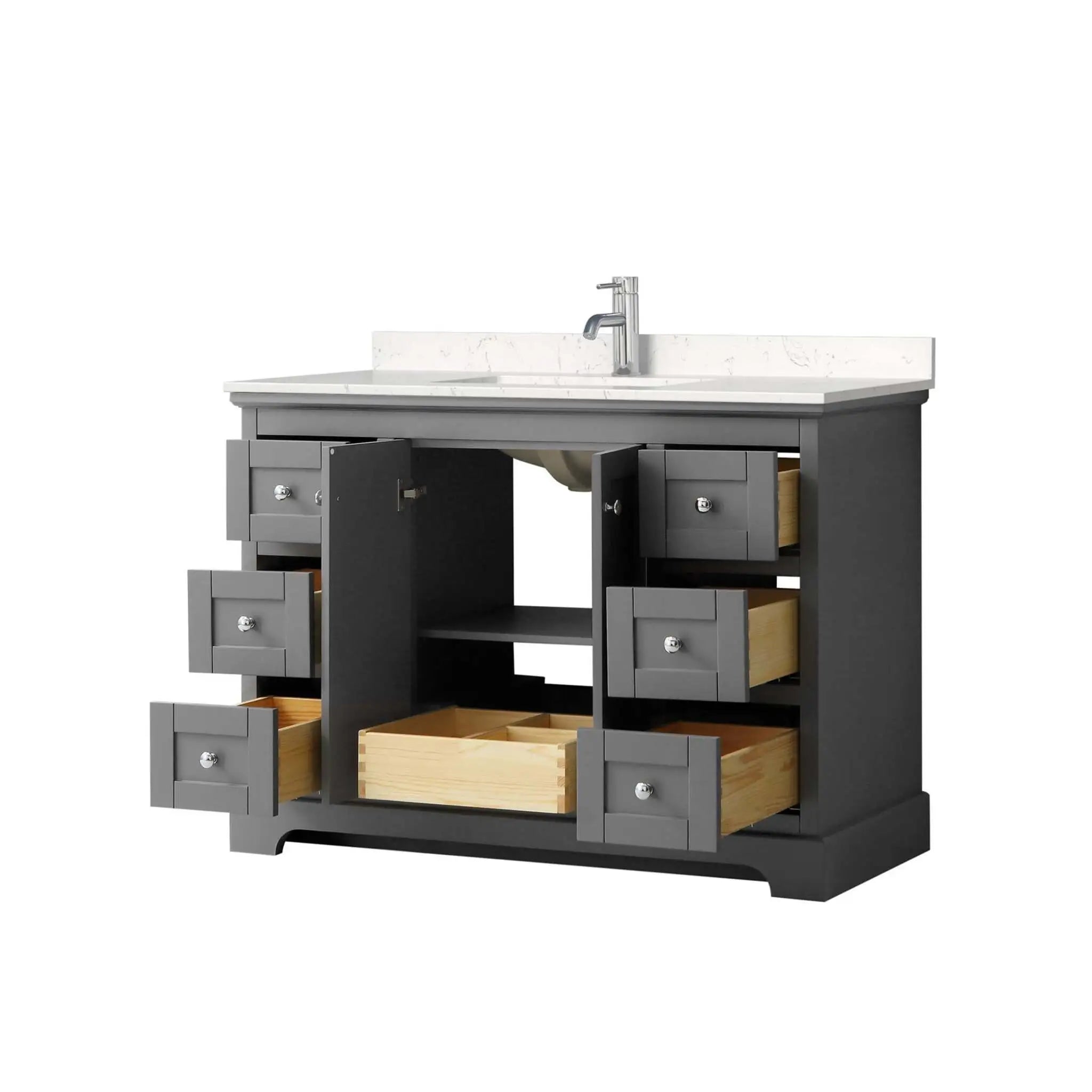 48" Avery Single Bathroom Vanity in Dark Gray with Polished Chrome Trim by Wyndham
