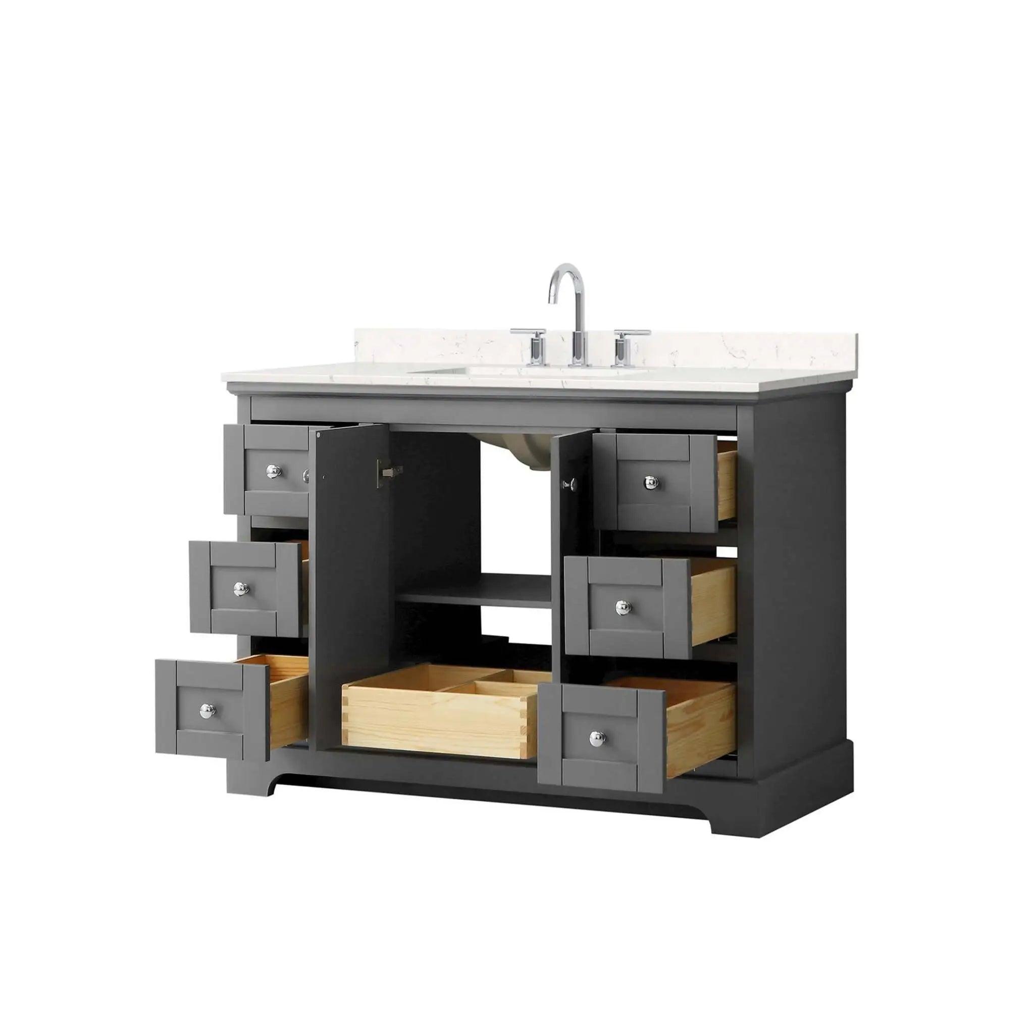 48" Avery Single Bathroom Vanity in Dark Gray with Polished Chrome Trim by Wyndham
