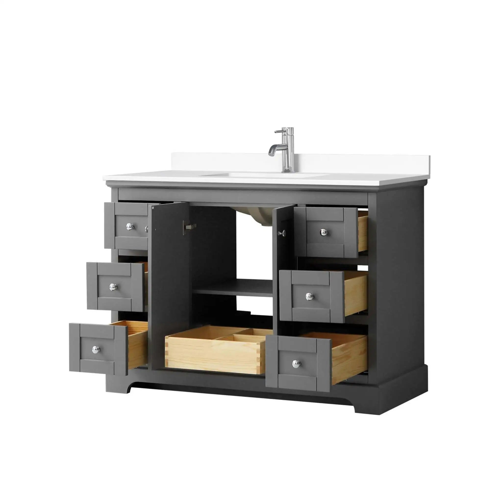 48" Avery Single Bathroom Vanity in Dark Gray with Polished Chrome Trim by Wyndham