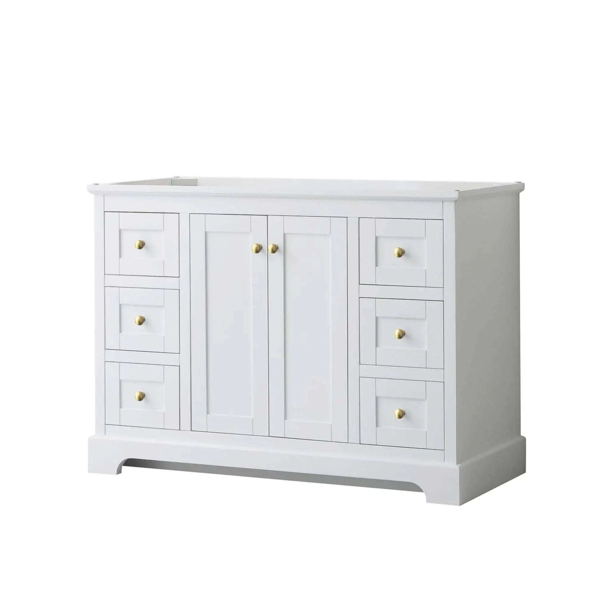 48" Avery Single Bathroom Vanity in White with Brushed Gold Trim by Wyndham