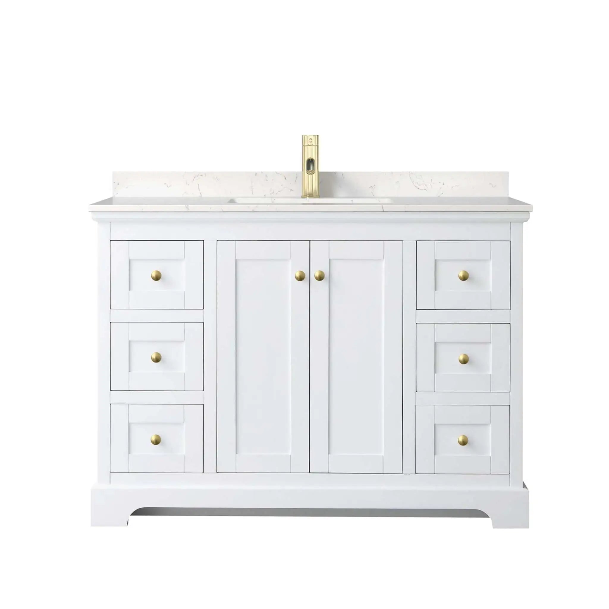 48" Avery Single Bathroom Vanity in White with Brushed Gold Trim by Wyndham