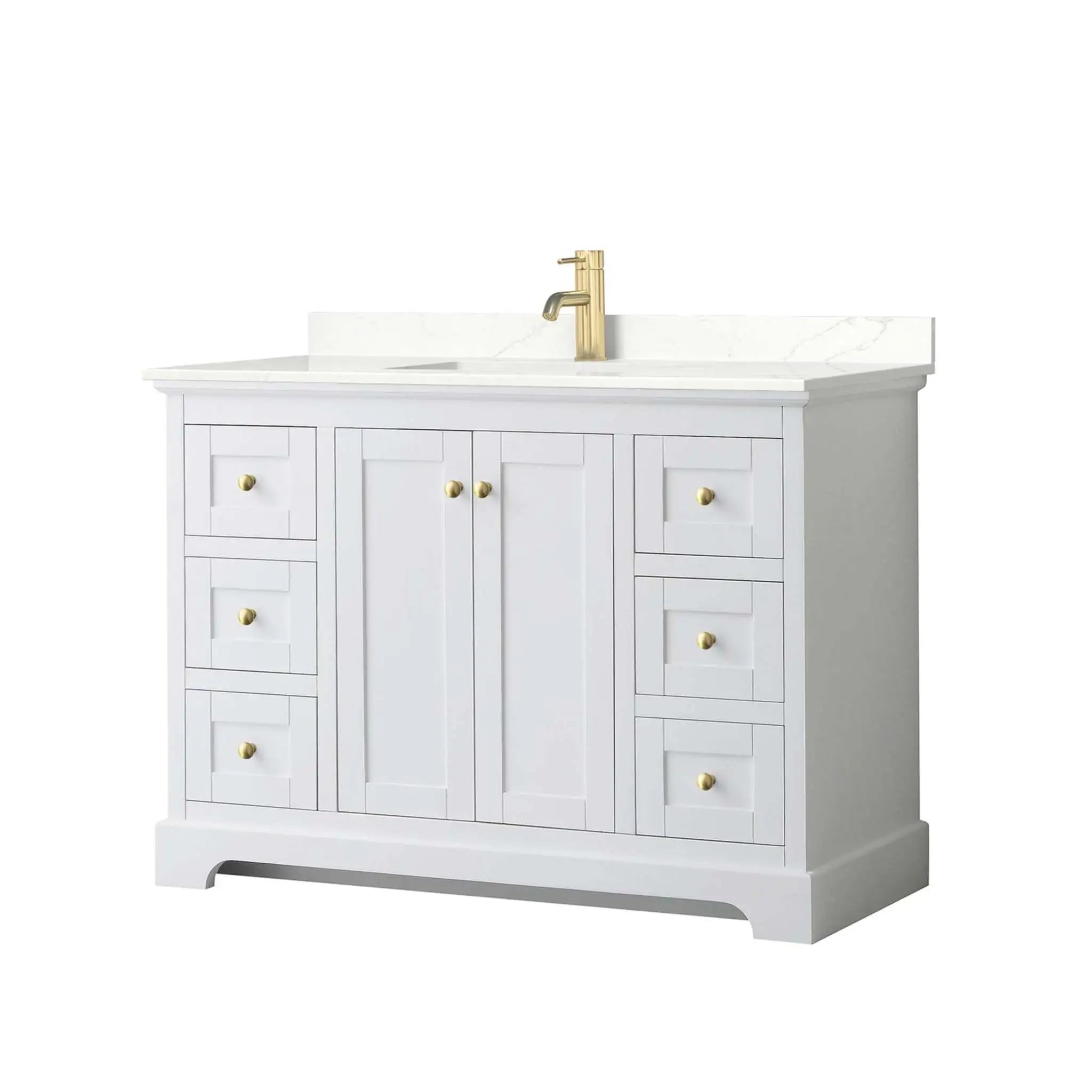 48" Avery Single Bathroom Vanity in White with Brushed Gold Trim by Wyndham