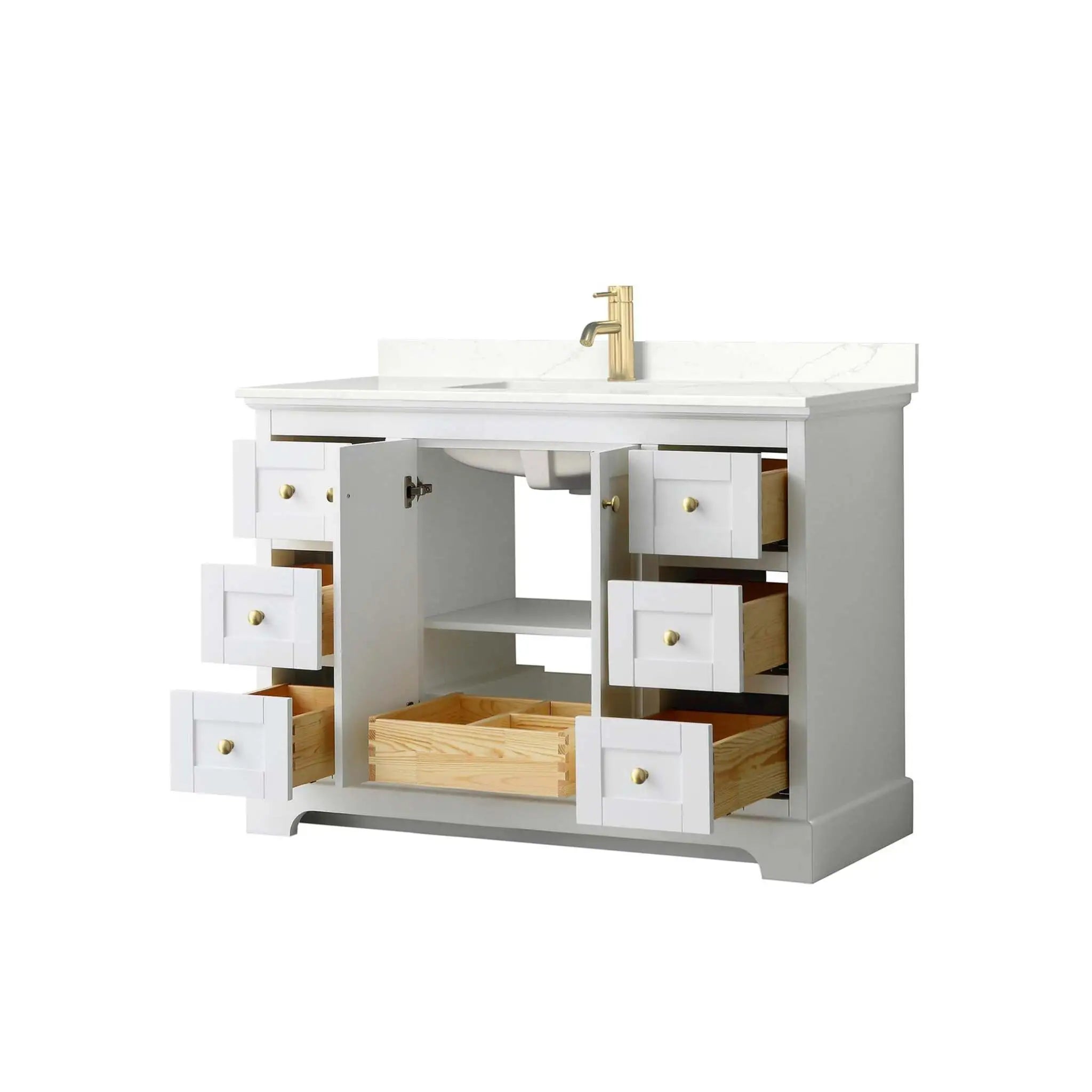 48" Avery Single Bathroom Vanity in White with Brushed Gold Trim by Wyndham