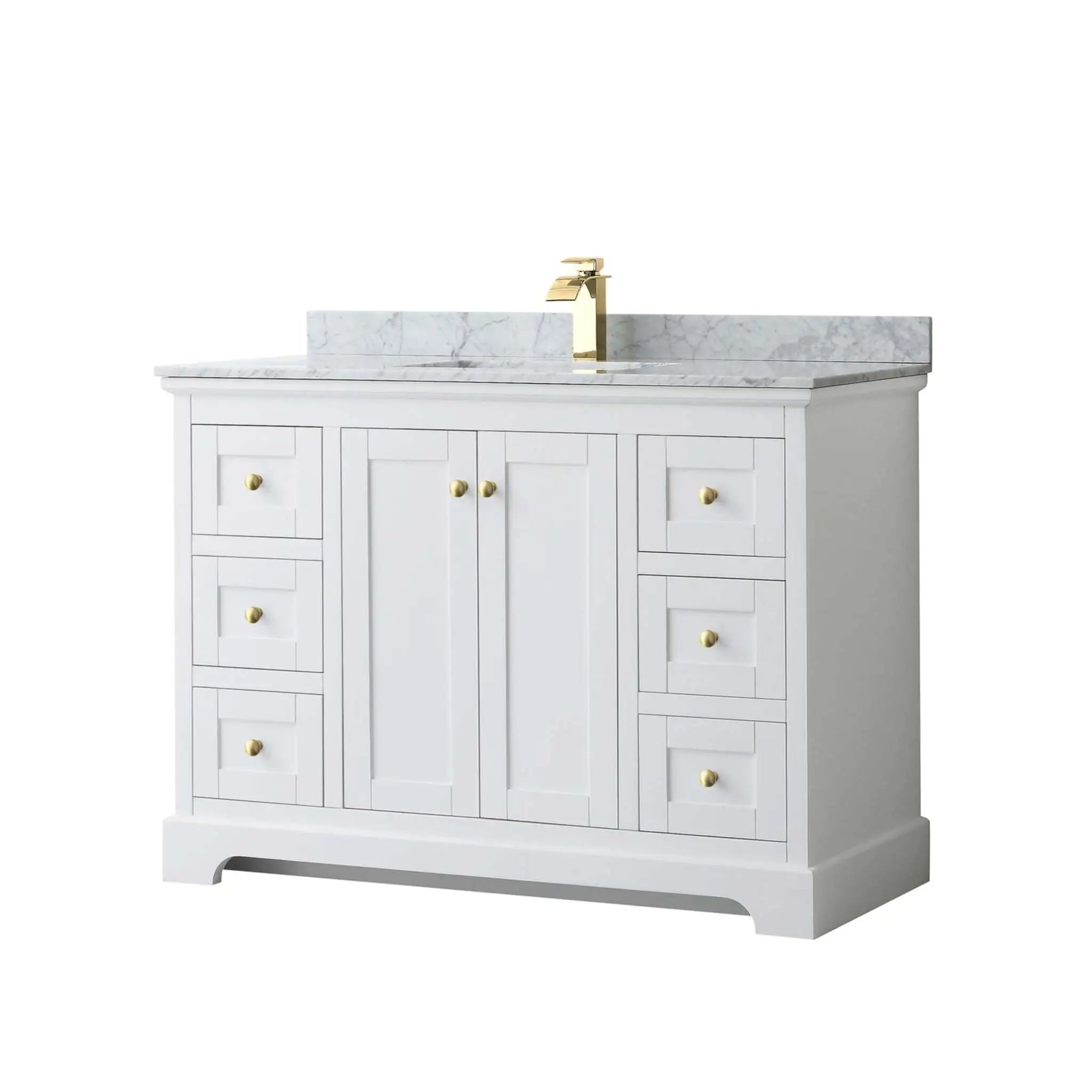 48" Avery Single Bathroom Vanity in White with Brushed Gold Trim by Wyndham