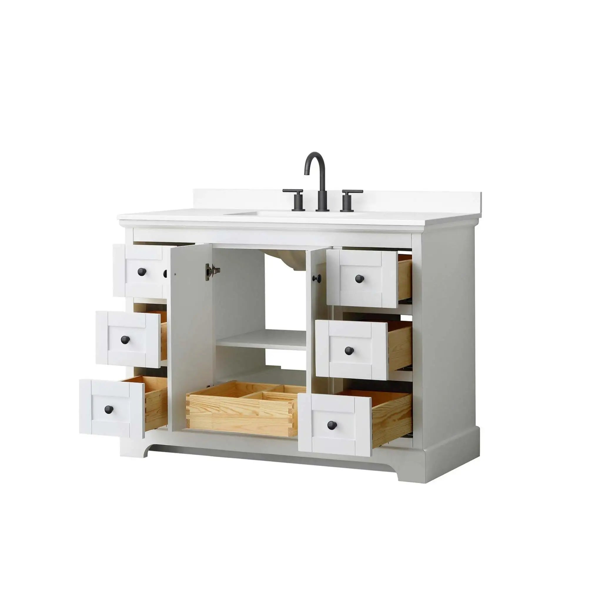 48" Avery Single Bathroom Vanity in White with Matte Black Trim by Wyndham