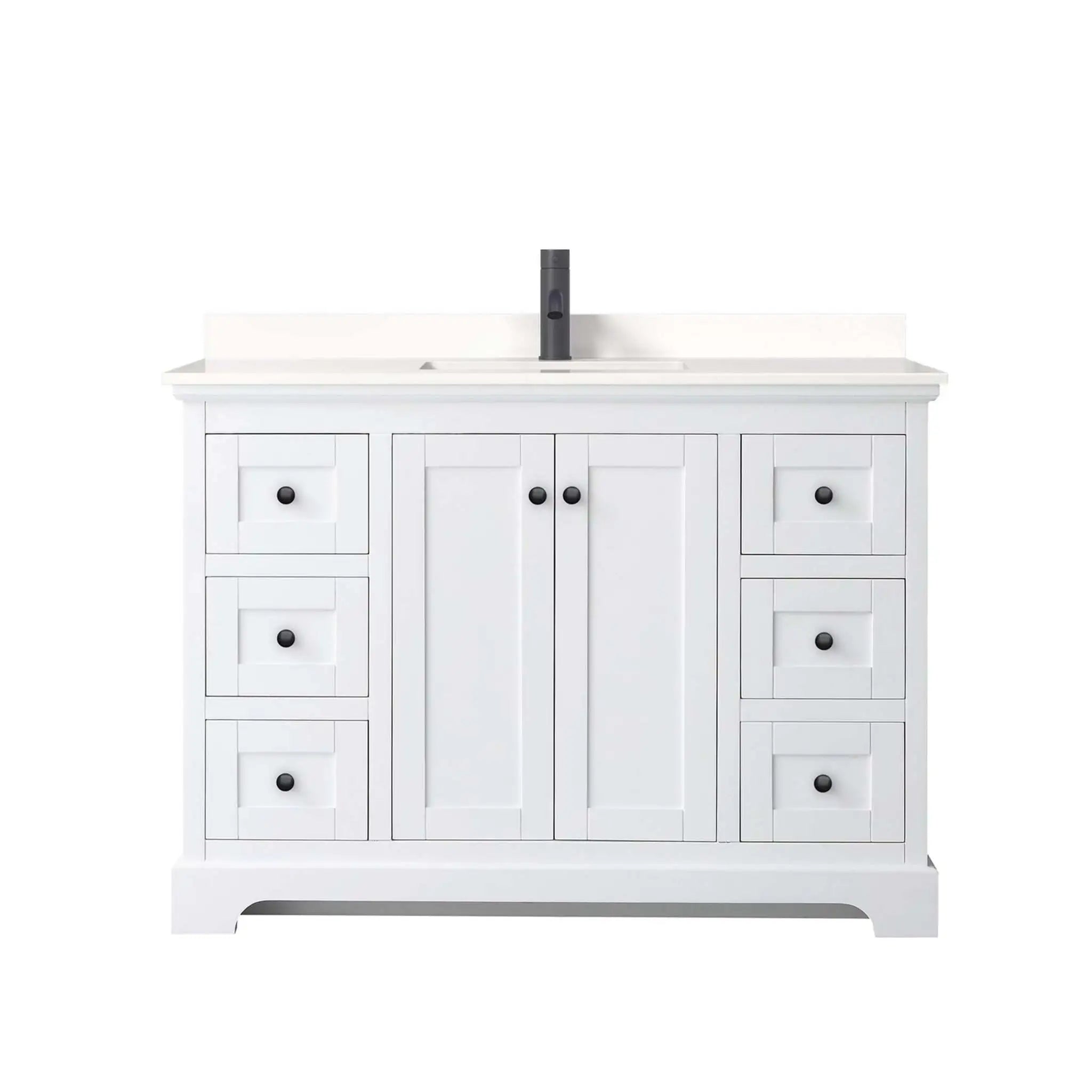 48" Avery Single Bathroom Vanity in White with Matte Black Trim by Wyndham
