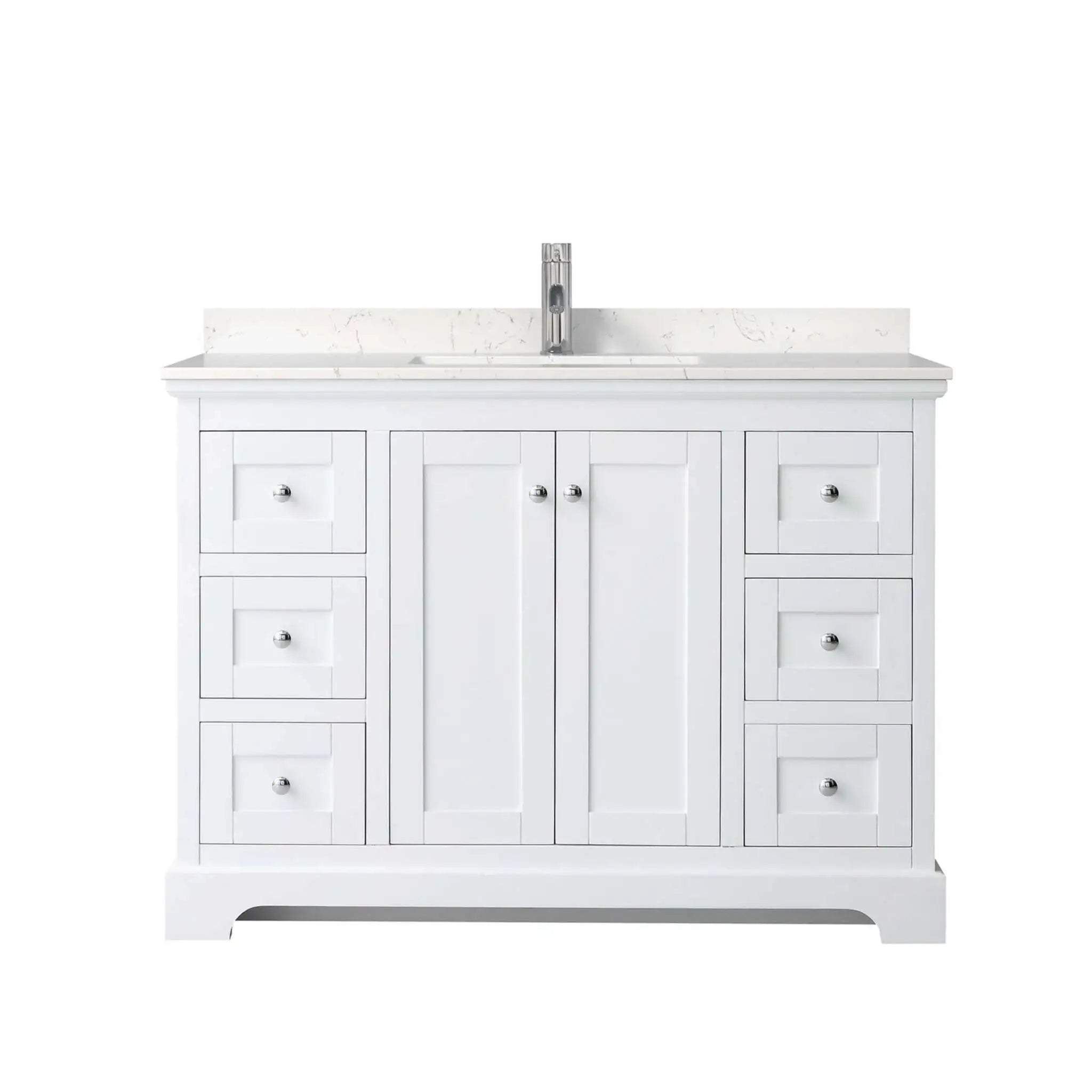 48" Avery Single Bathroom Vanity in White with Polished Chrome Trim by Wyndham