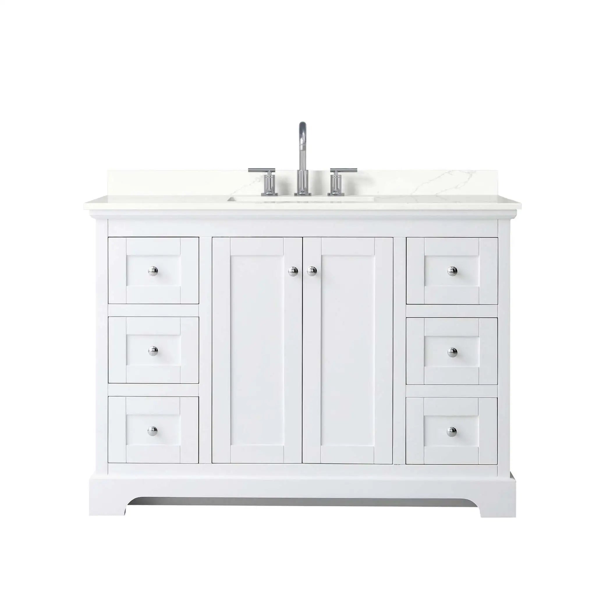 48" Avery Single Bathroom Vanity in White with Polished Chrome Trim by Wyndham