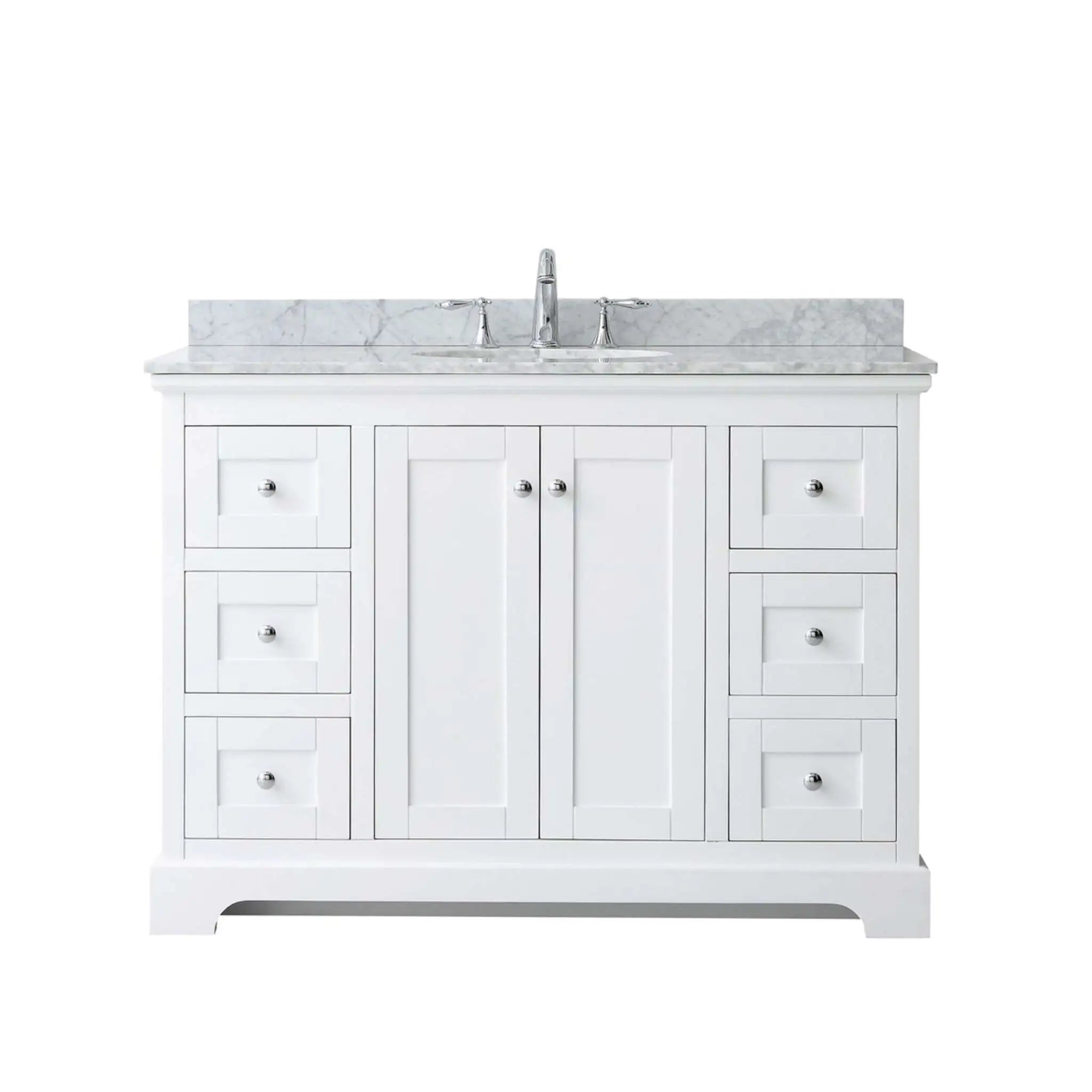 48" Avery Single Bathroom Vanity in White with Polished Chrome Trim by Wyndham