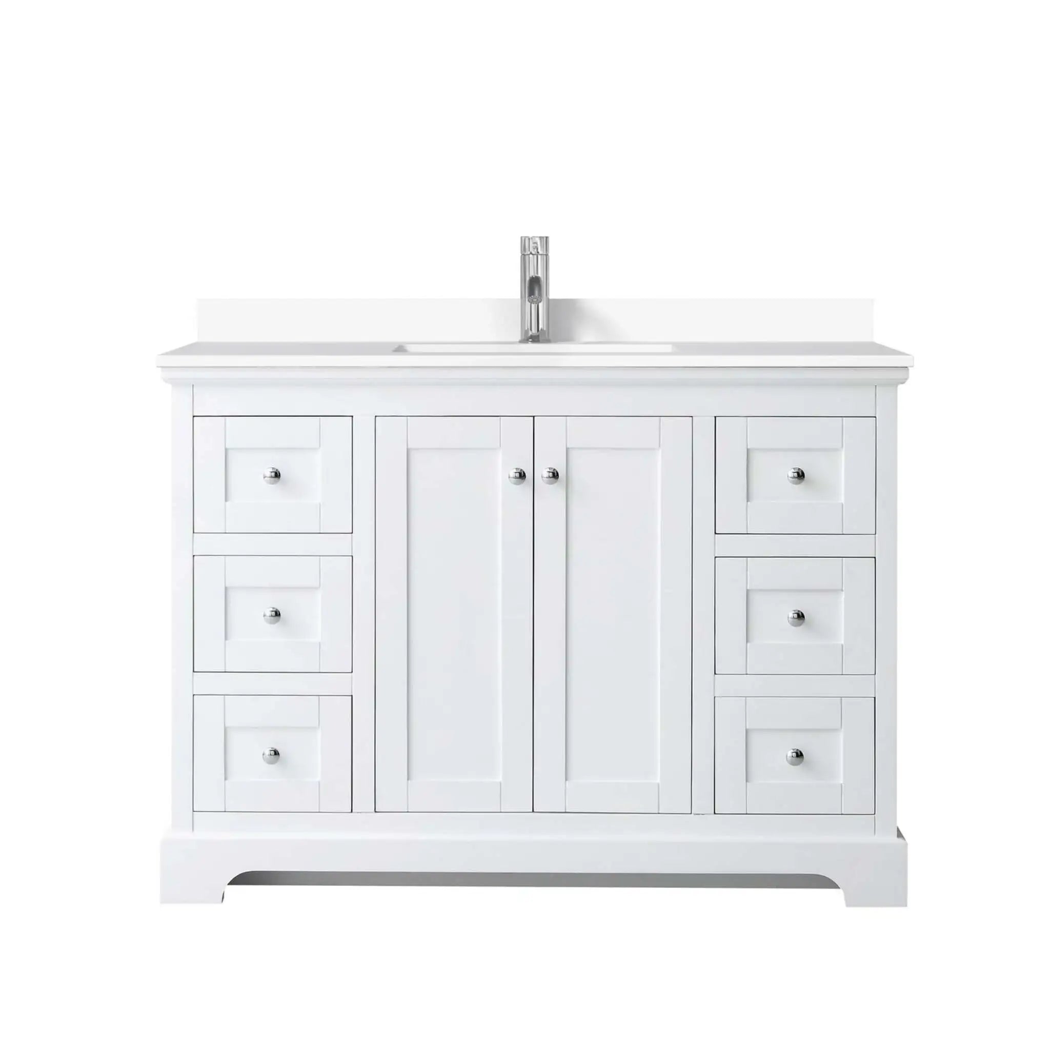 48" Avery Single Bathroom Vanity in White with Polished Chrome Trim by Wyndham