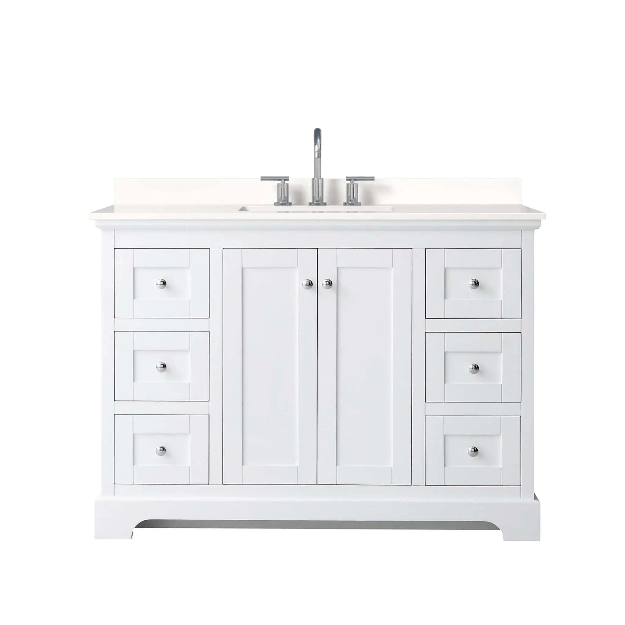 48" Avery Single Bathroom Vanity in White with Polished Chrome Trim by Wyndham