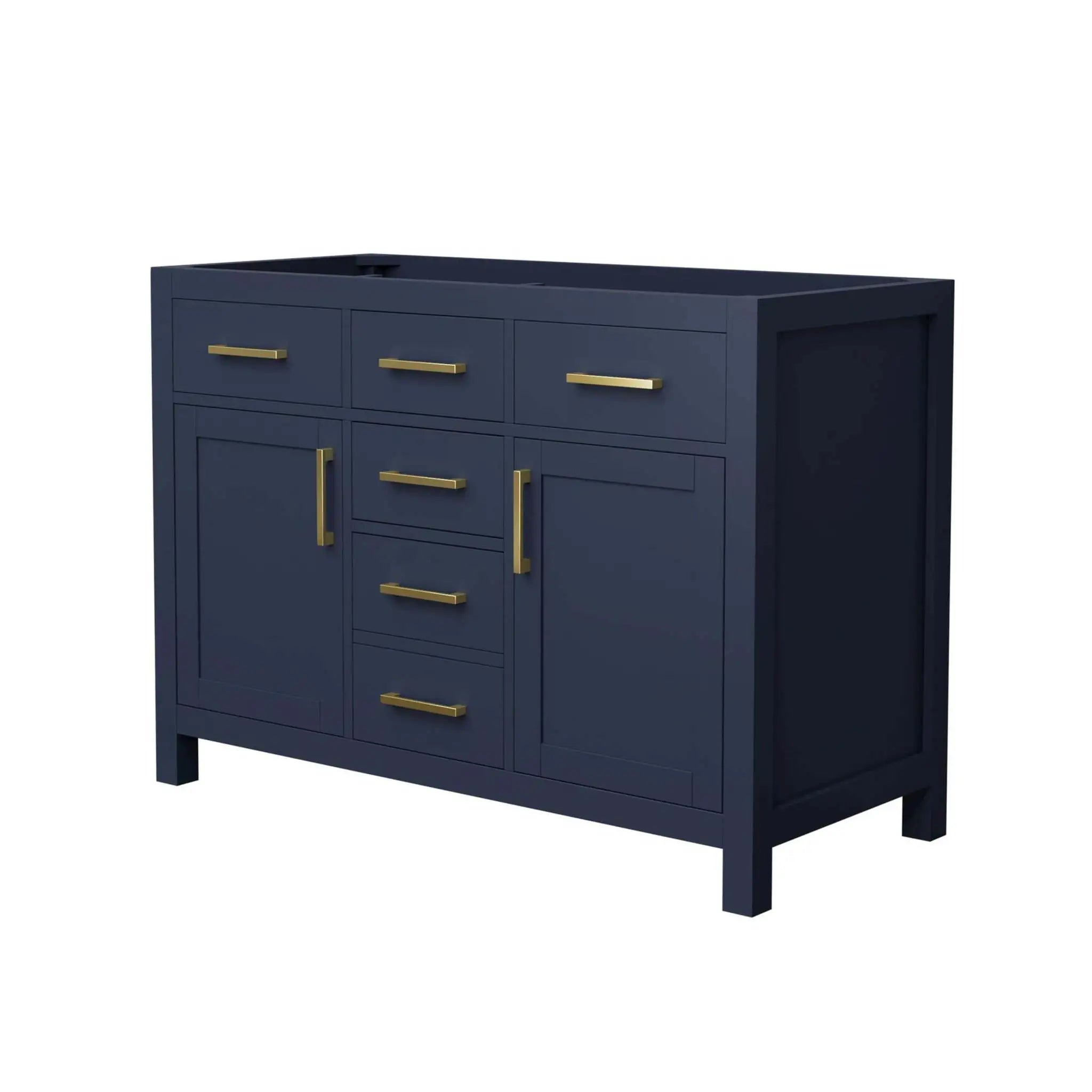 48" Beckett Double Bathroom Vanity in Dark Blue with Brushed Gold Trim by Wyndham