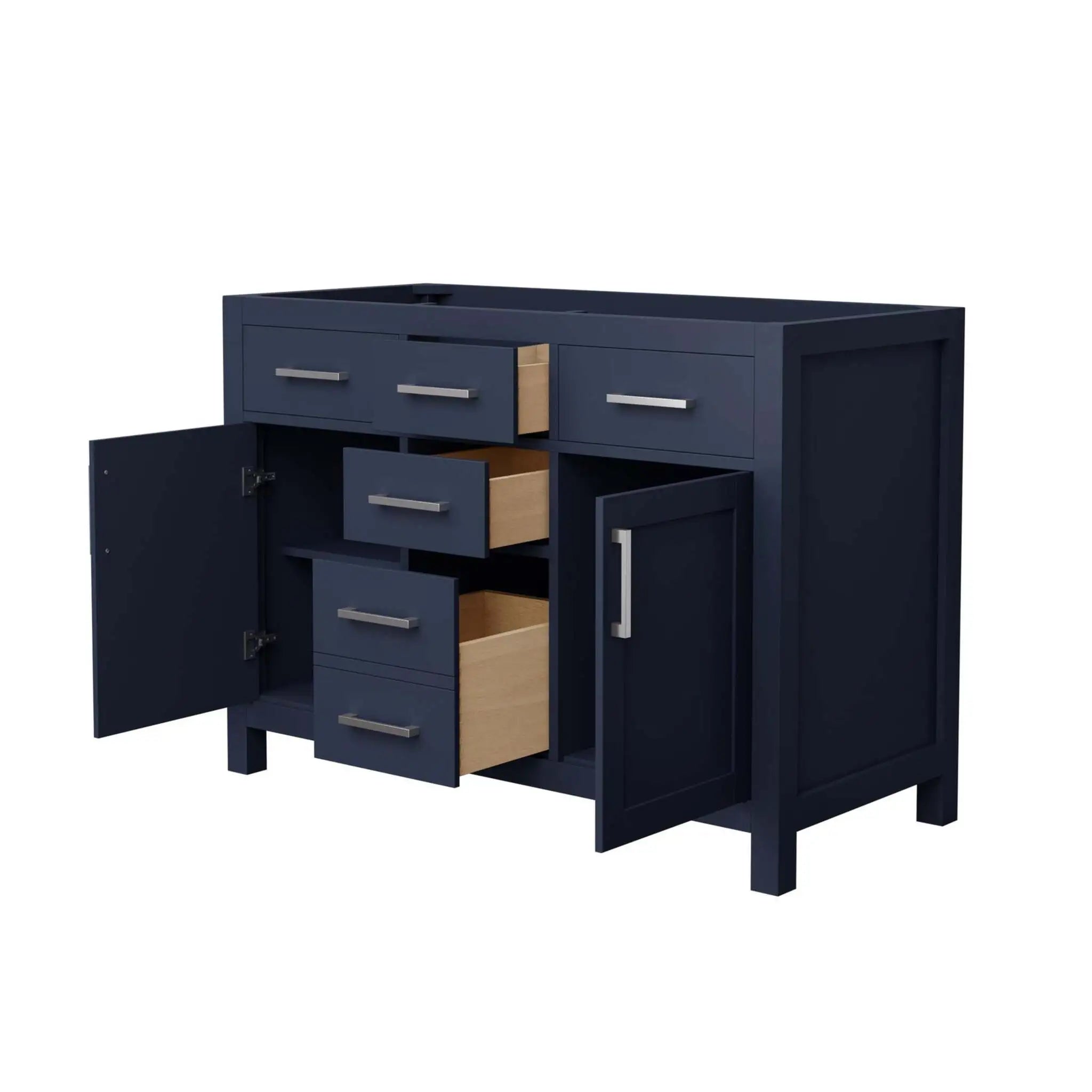 48" Beckett Double Bathroom Vanity in Dark Blue with Brushed Nickel Trim by Wyndham