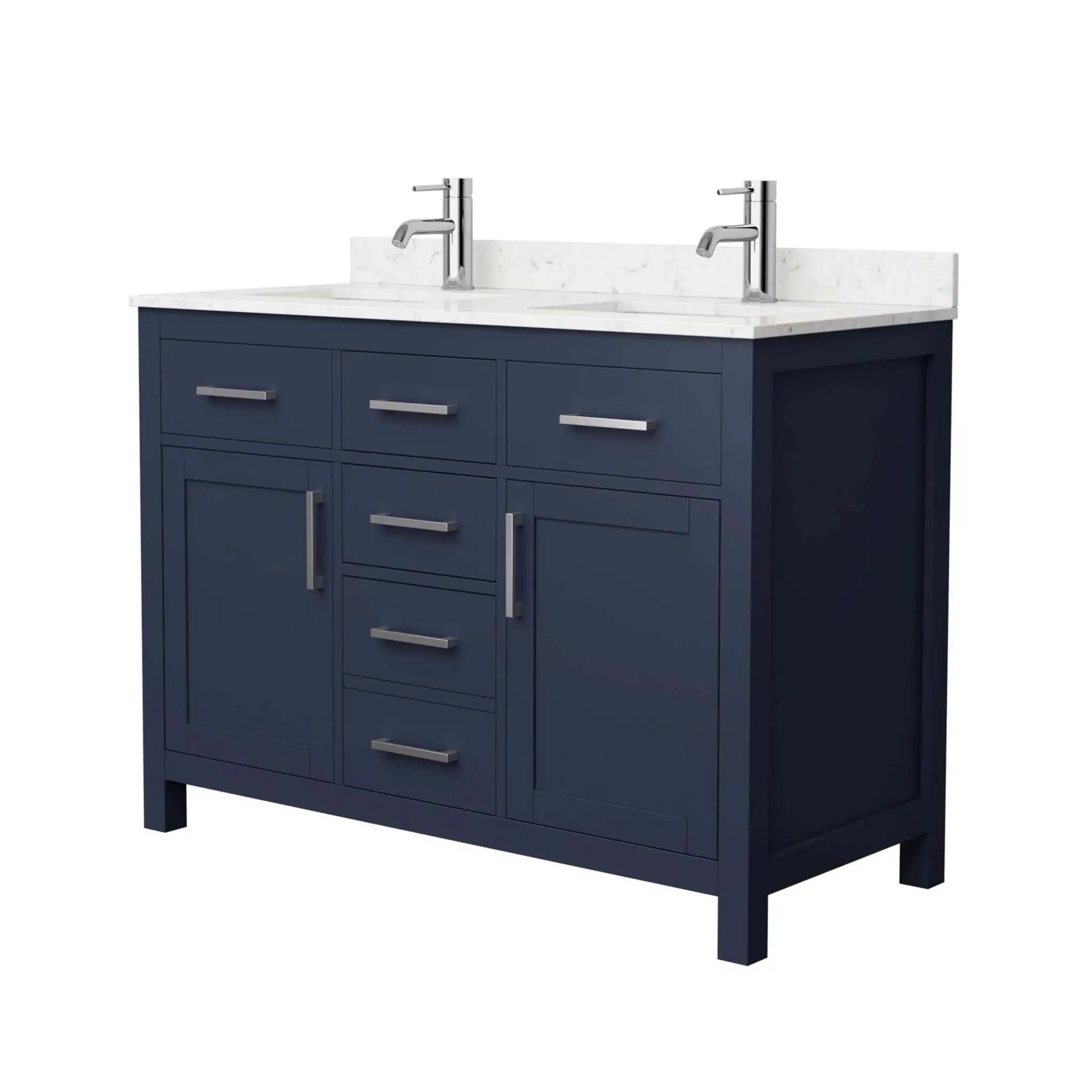 48" Beckett Double Bathroom Vanity in Dark Blue with Brushed Nickel Trim by Wyndham