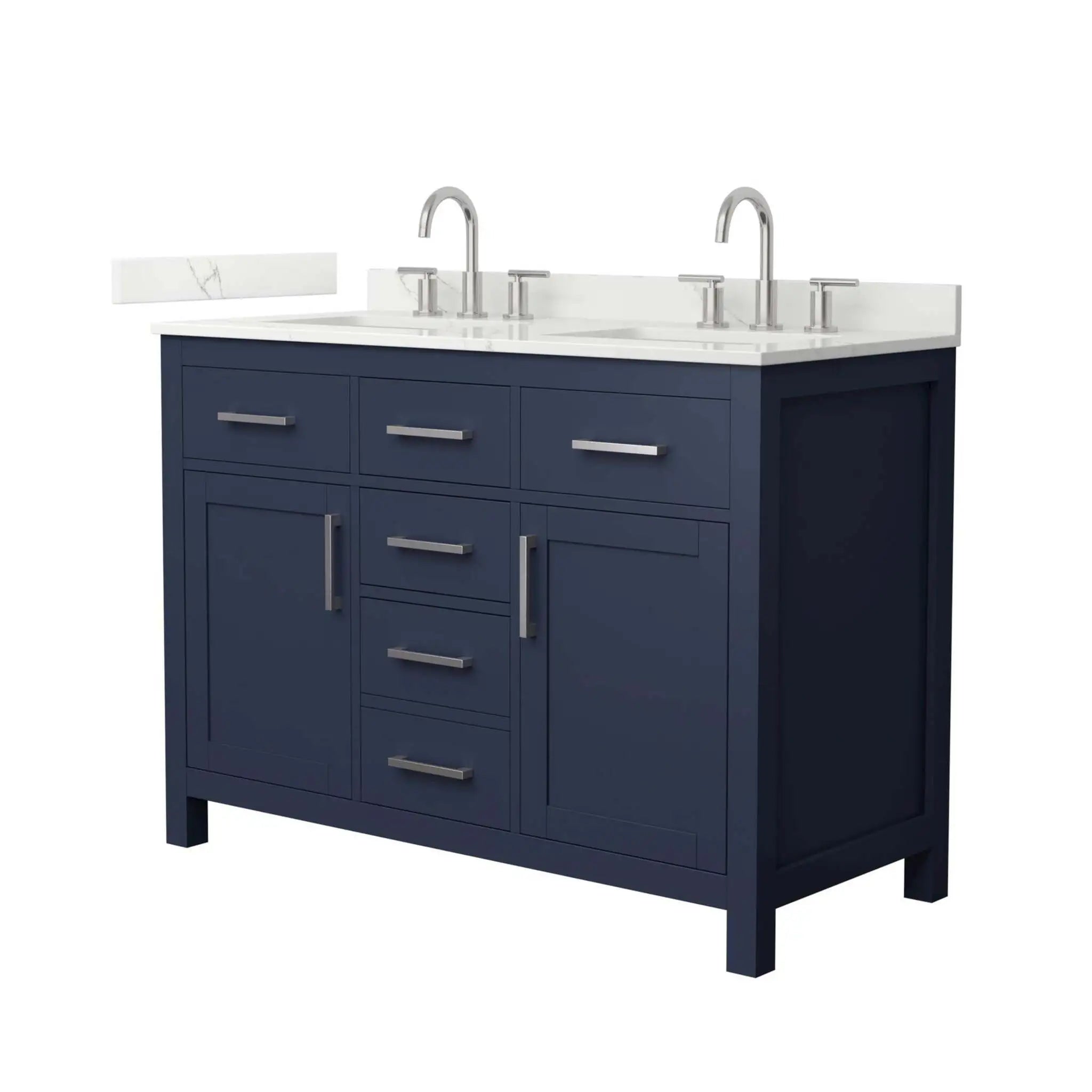 48" Beckett Double Bathroom Vanity in Dark Blue with Brushed Nickel Trim by Wyndham
