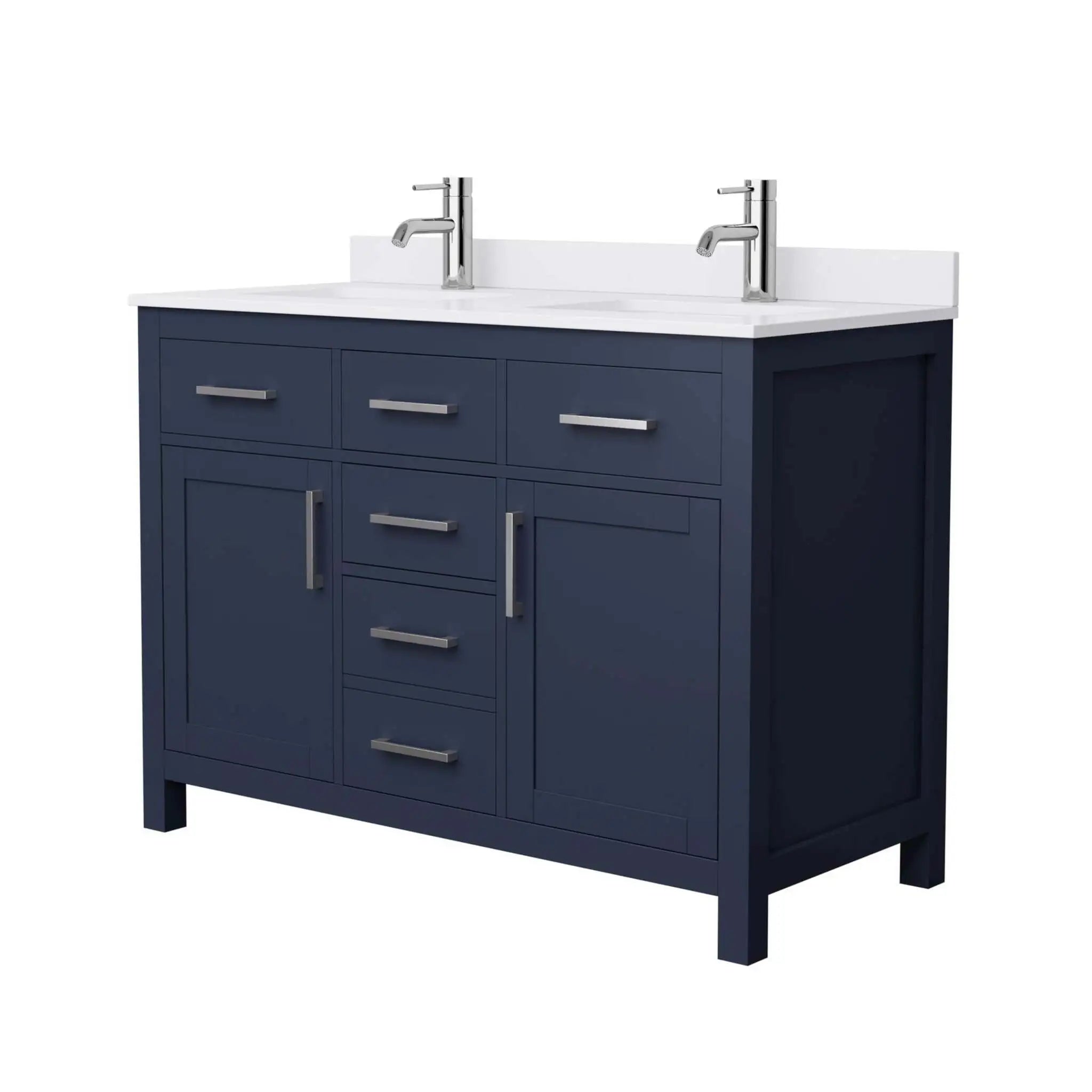 48" Beckett Double Bathroom Vanity in Dark Blue with Brushed Nickel Trim by Wyndham