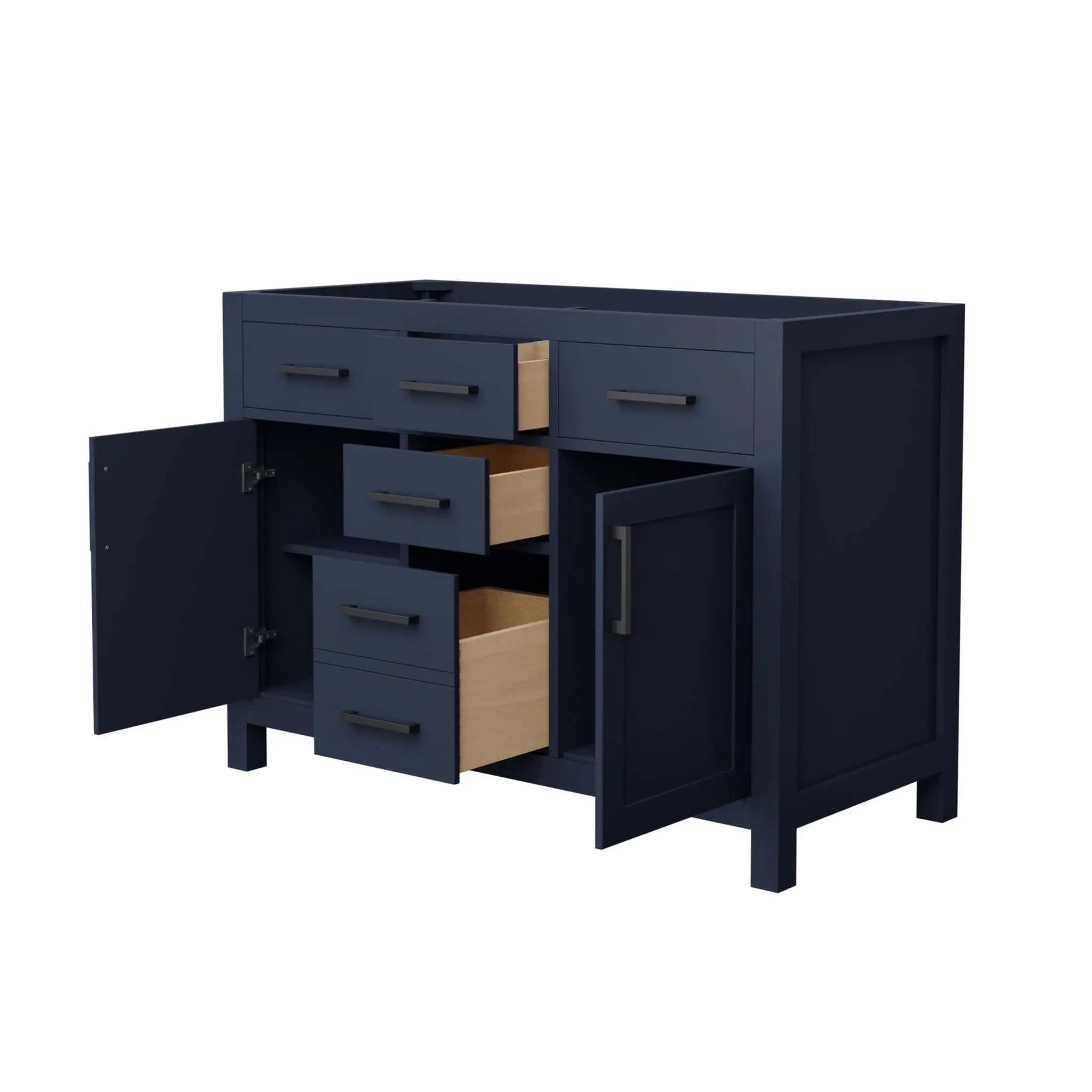 48" Beckett Double Bathroom Vanity in Dark Blue with Matte Black Trim by Wyndham