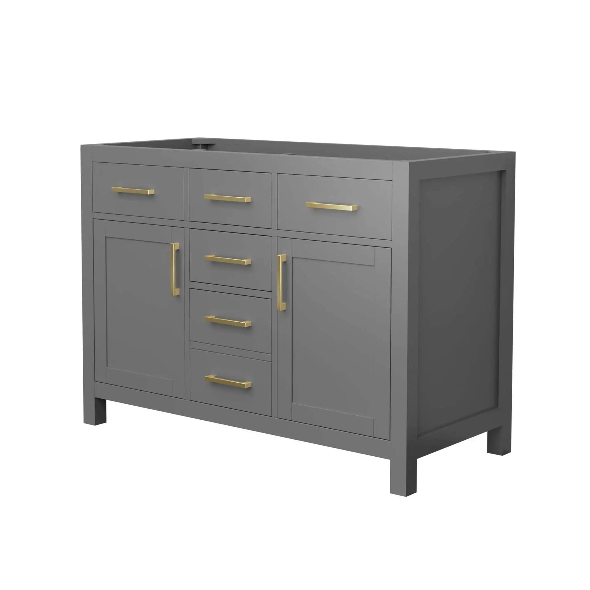 48" Beckett Double Bathroom Vanity in Dark Gray with Brushed Gold Trim by Wyndham