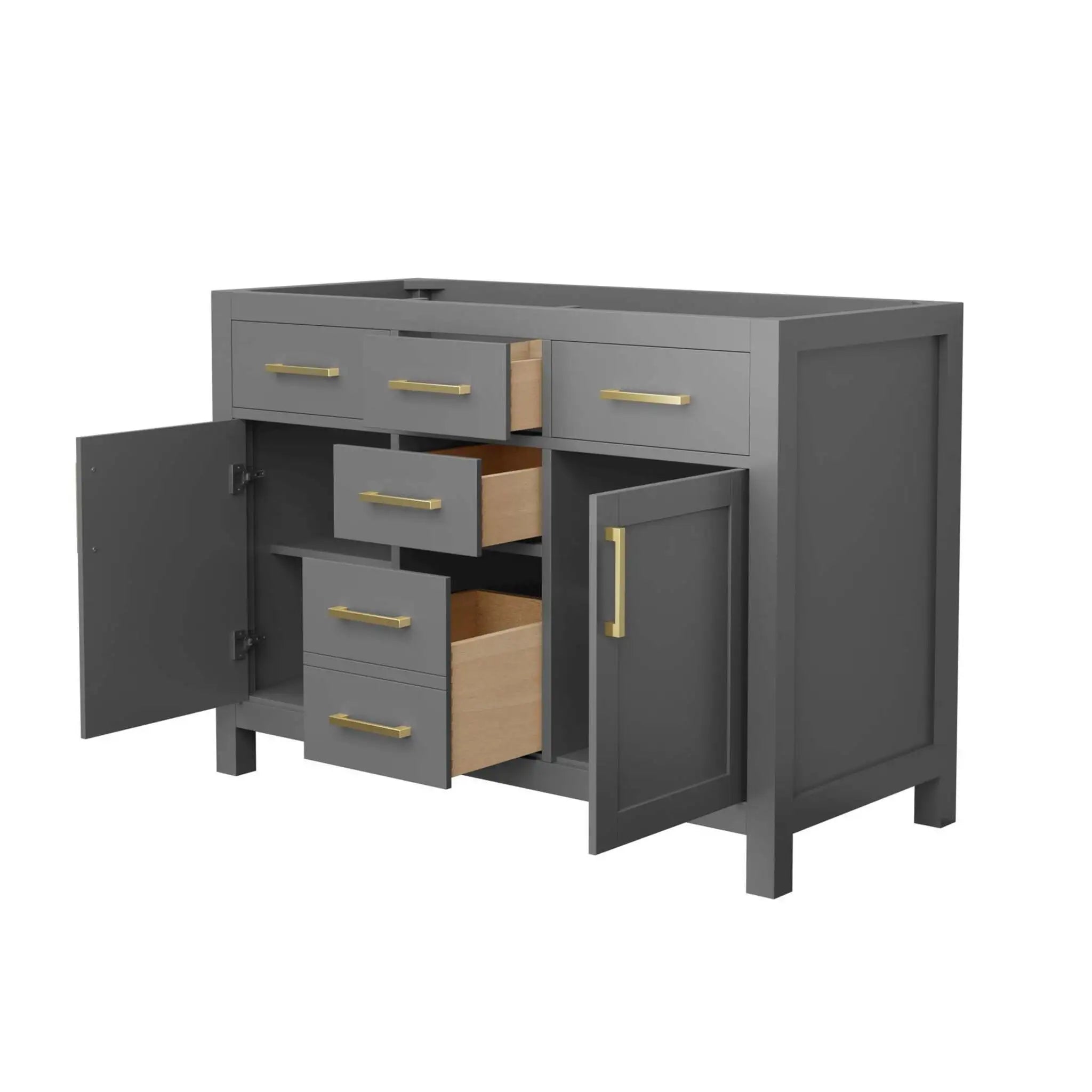 48" Beckett Double Bathroom Vanity in Dark Gray with Brushed Gold Trim by Wyndham