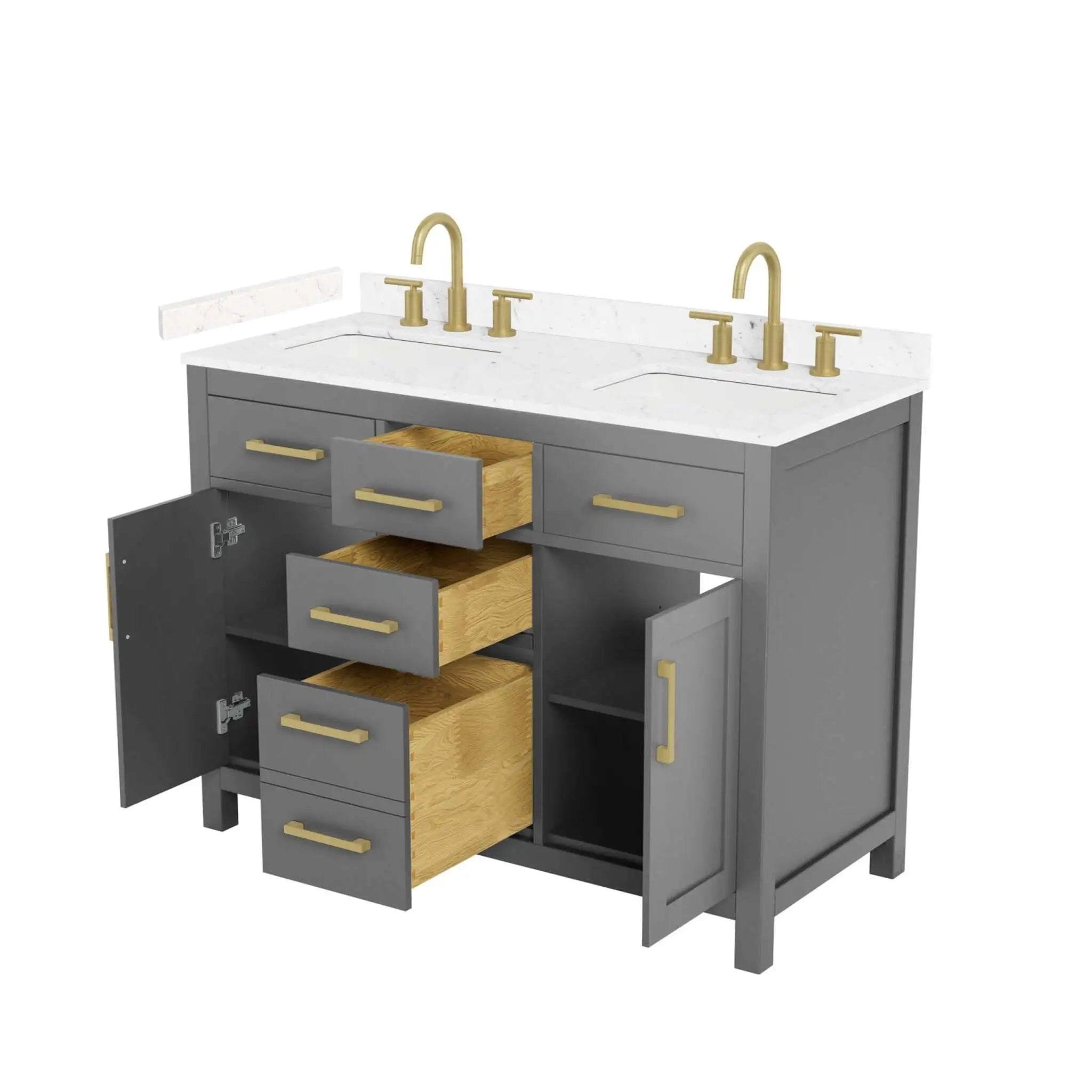 48" Beckett Double Bathroom Vanity in Dark Gray with Brushed Gold Trim by Wyndham