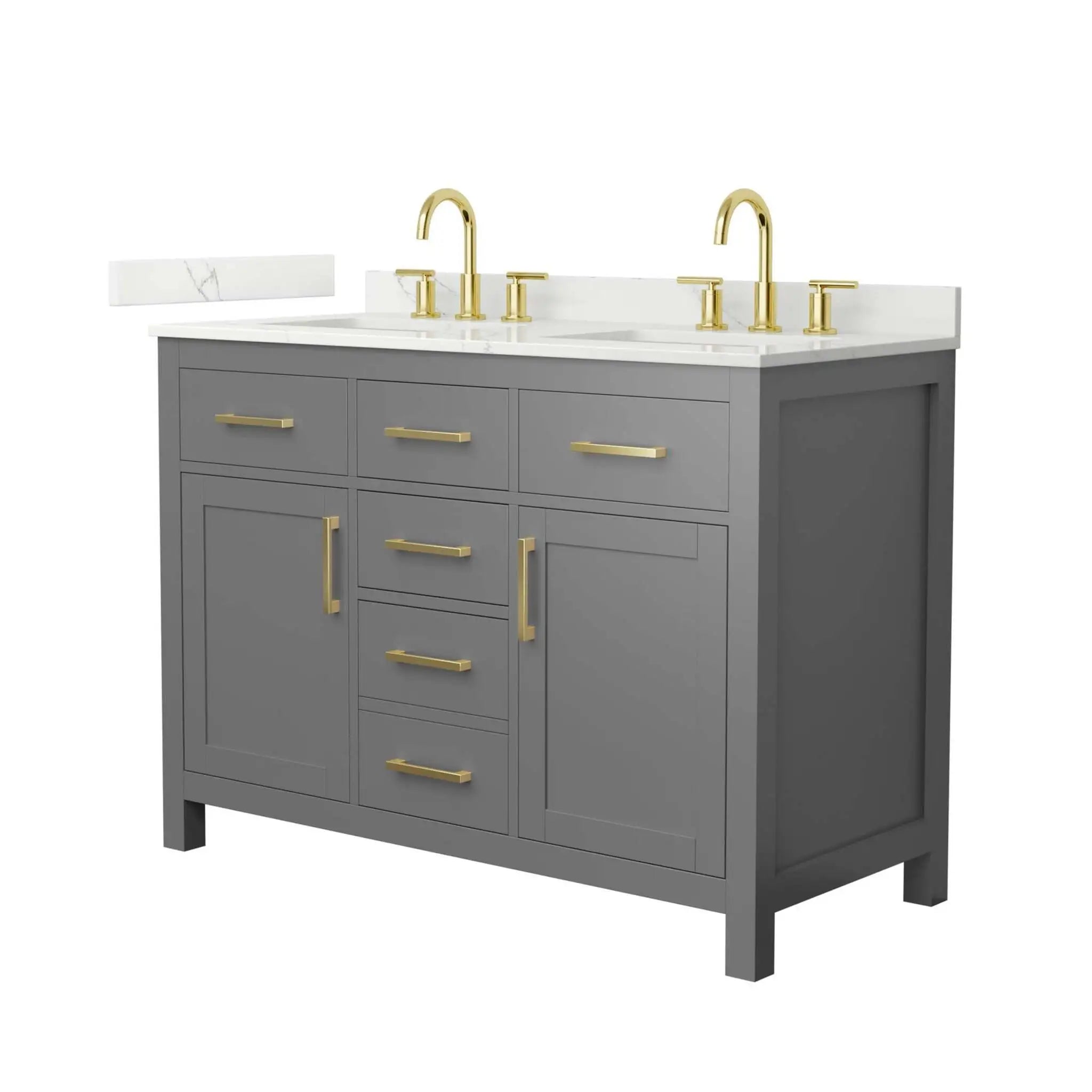 48" Beckett Double Bathroom Vanity in Dark Gray with Brushed Gold Trim by Wyndham