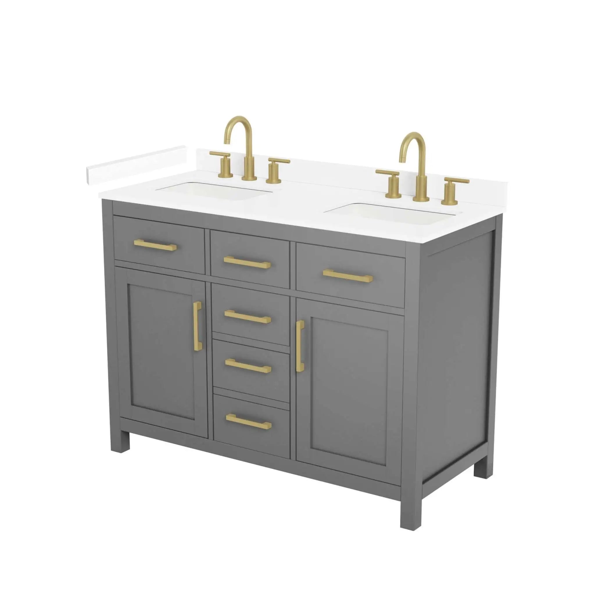 48" Beckett Double Bathroom Vanity in Dark Gray with Brushed Gold Trim by Wyndham
