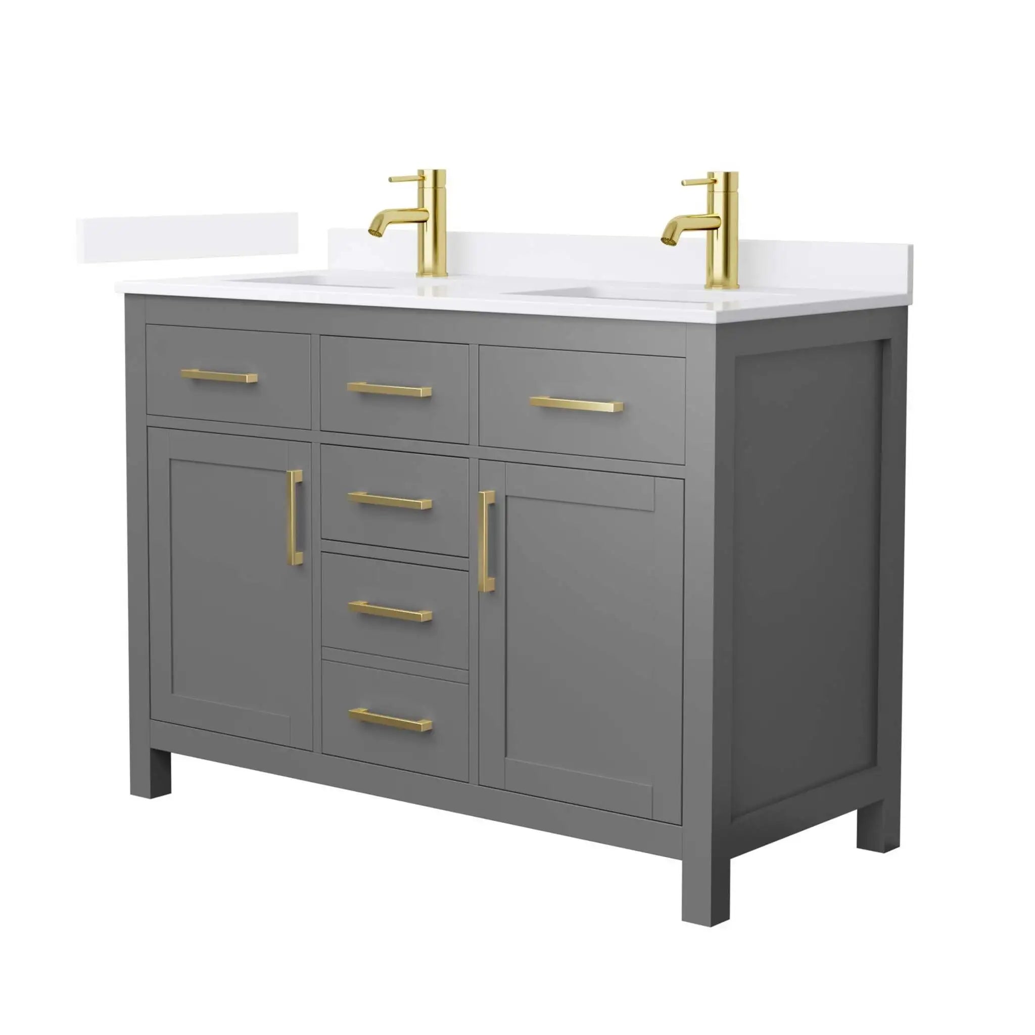 48" Beckett Double Bathroom Vanity in Dark Gray with Brushed Gold Trim by Wyndham
