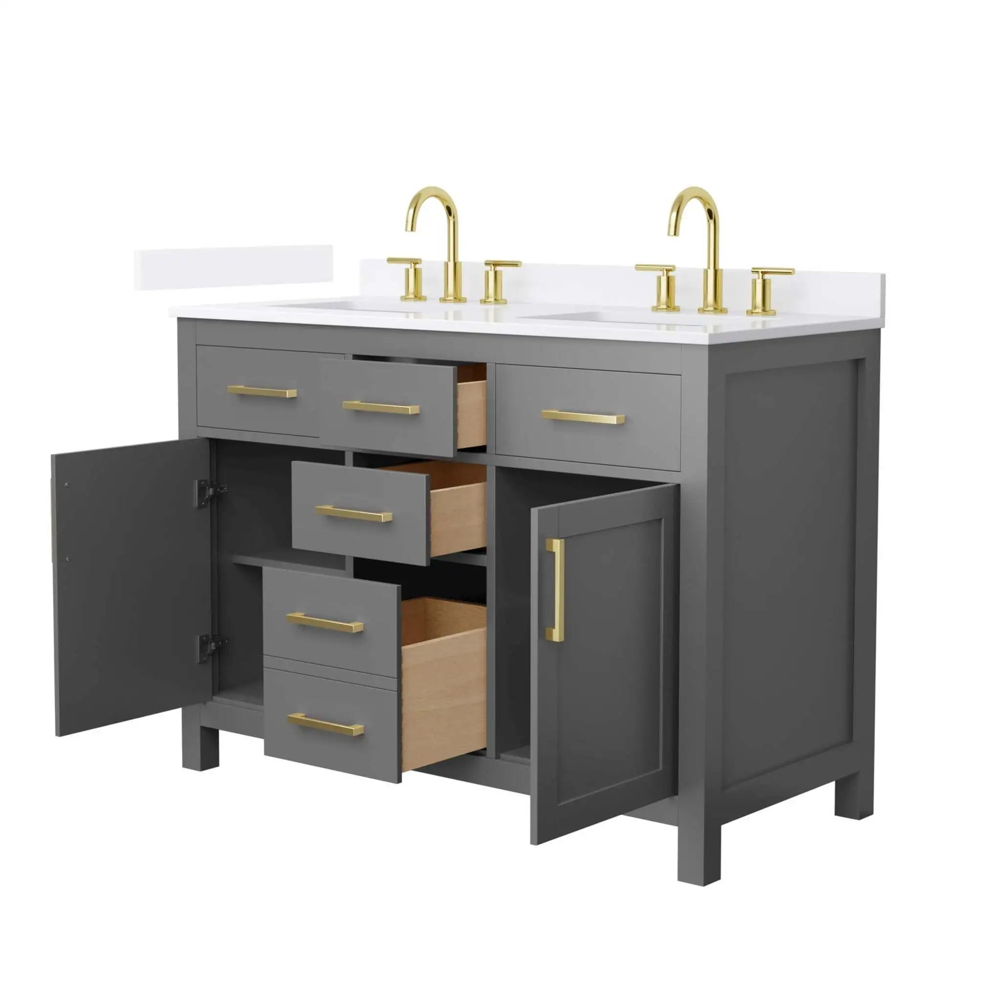 48" Beckett Double Bathroom Vanity in Dark Gray with Brushed Gold Trim by Wyndham