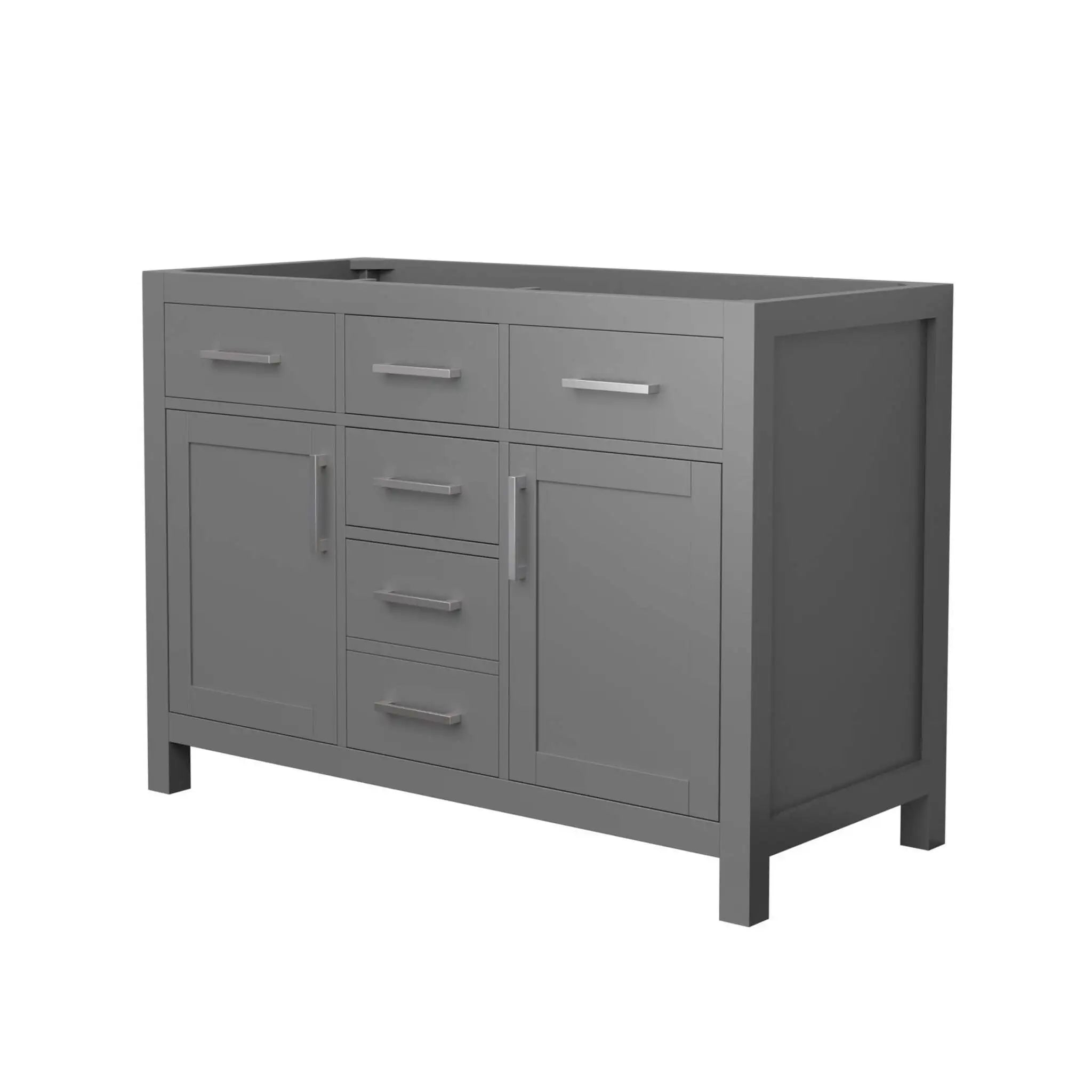 48" Beckett Double Bathroom Vanity in Dark Gray with Brushed Nickel Trim by Wyndham