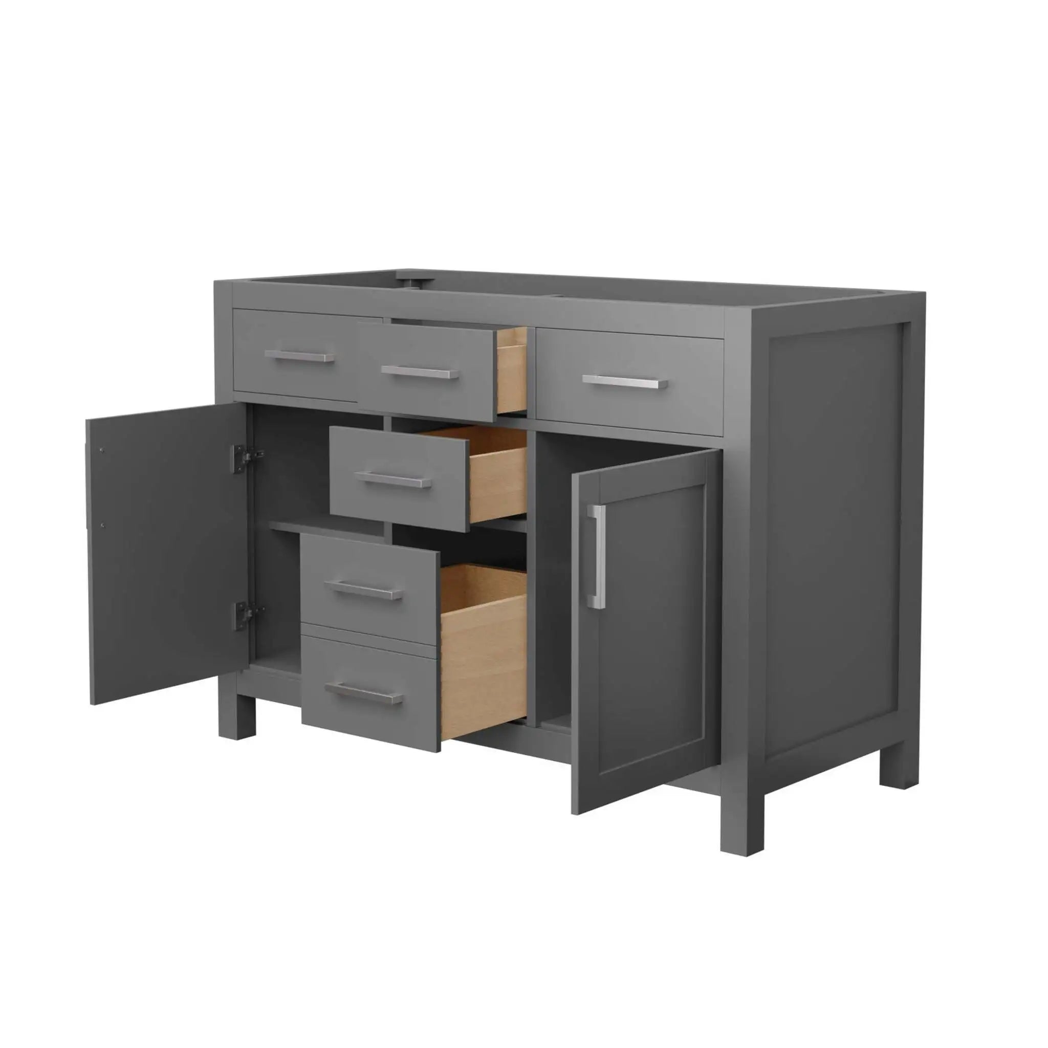 48" Beckett Double Bathroom Vanity in Dark Gray with Brushed Nickel Trim by Wyndham