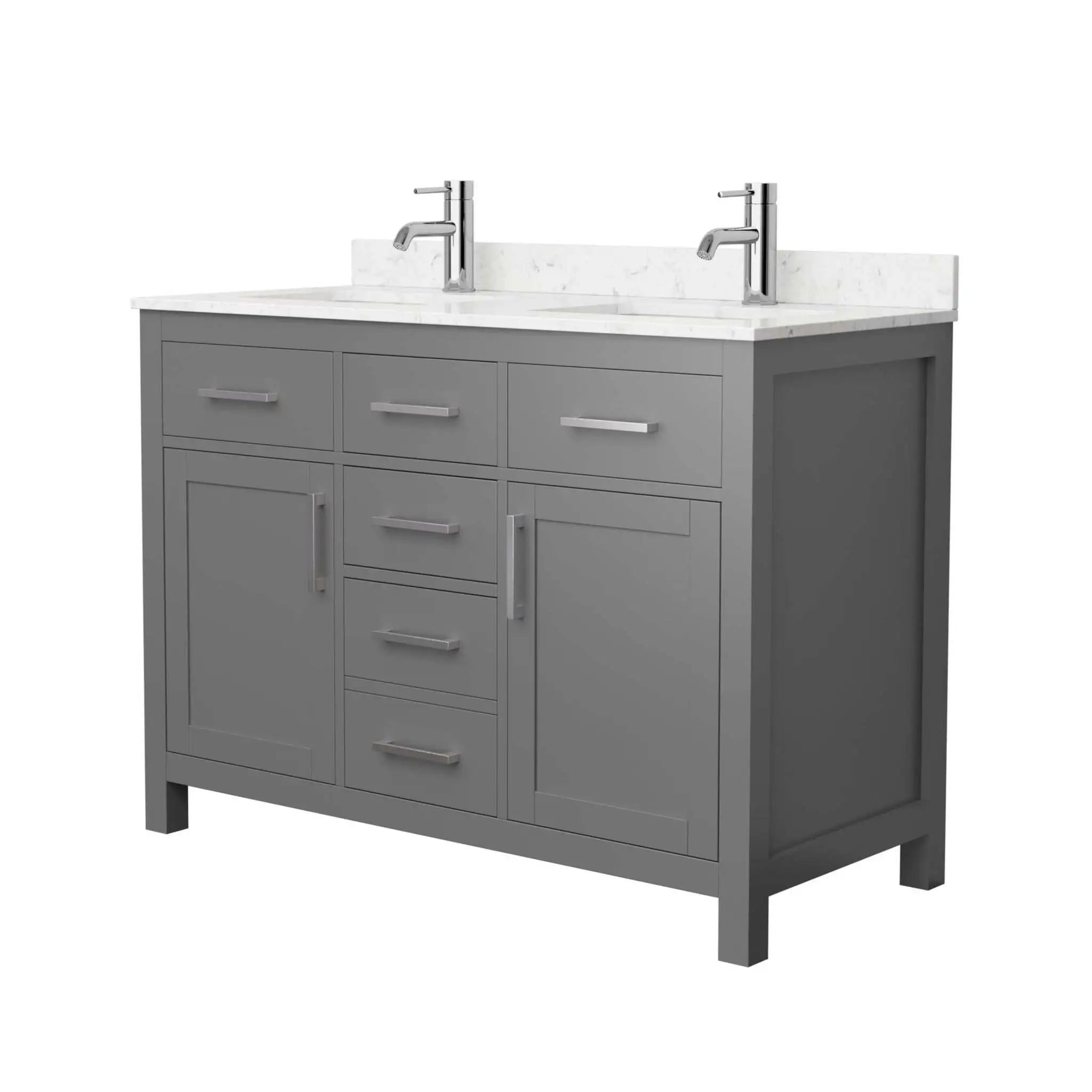 48" Beckett Double Bathroom Vanity in Dark Gray with Brushed Nickel Trim by Wyndham