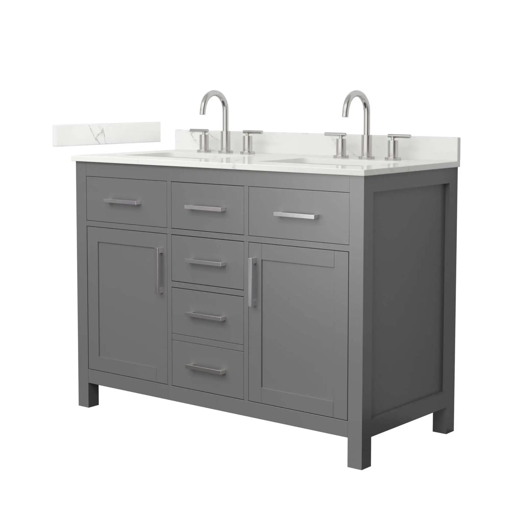 48" Beckett Double Bathroom Vanity in Dark Gray with Brushed Nickel Trim by Wyndham